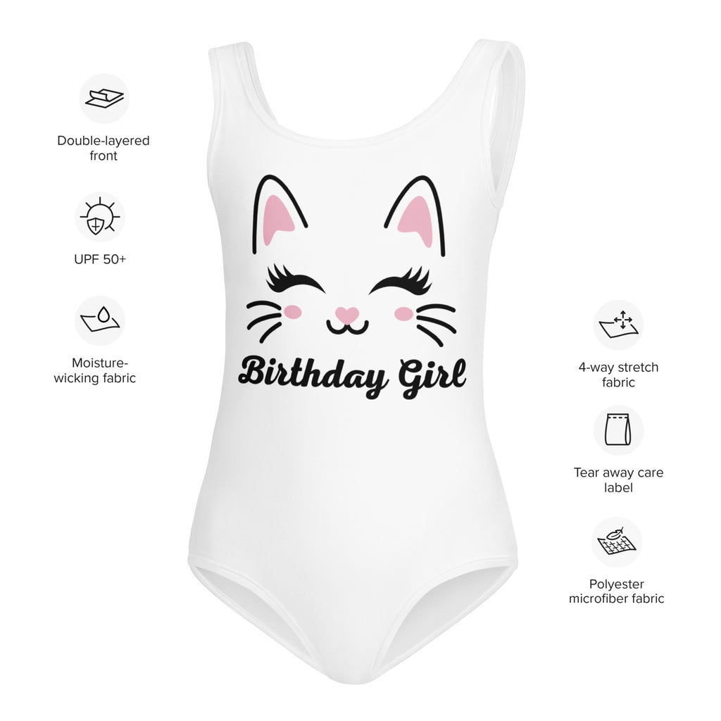 Birthday Girl Cute Cat Buttery Soft Leotard - Quick Drying For Dance and Gymnastics