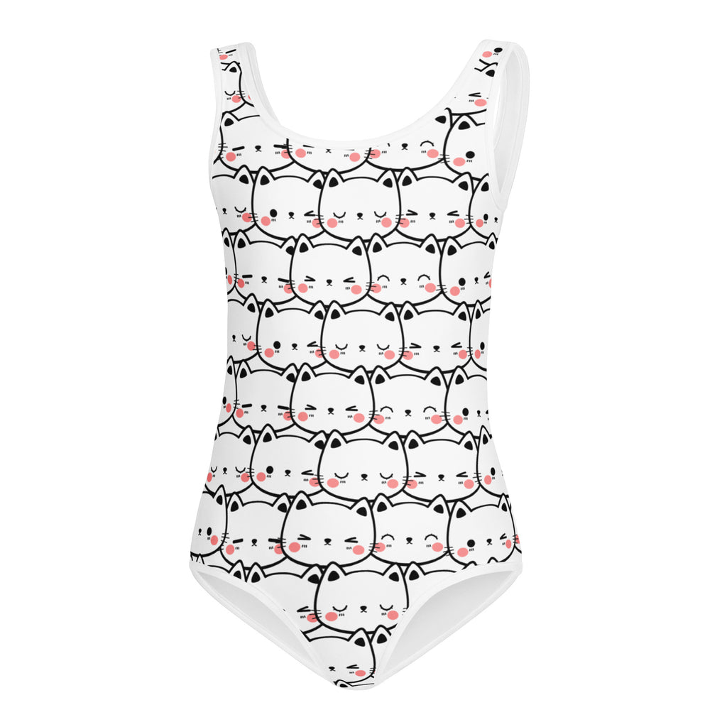 Girls Cute Cat Faces Buttery Soft Leotard - Quick Drying For Dance and Gymnastics