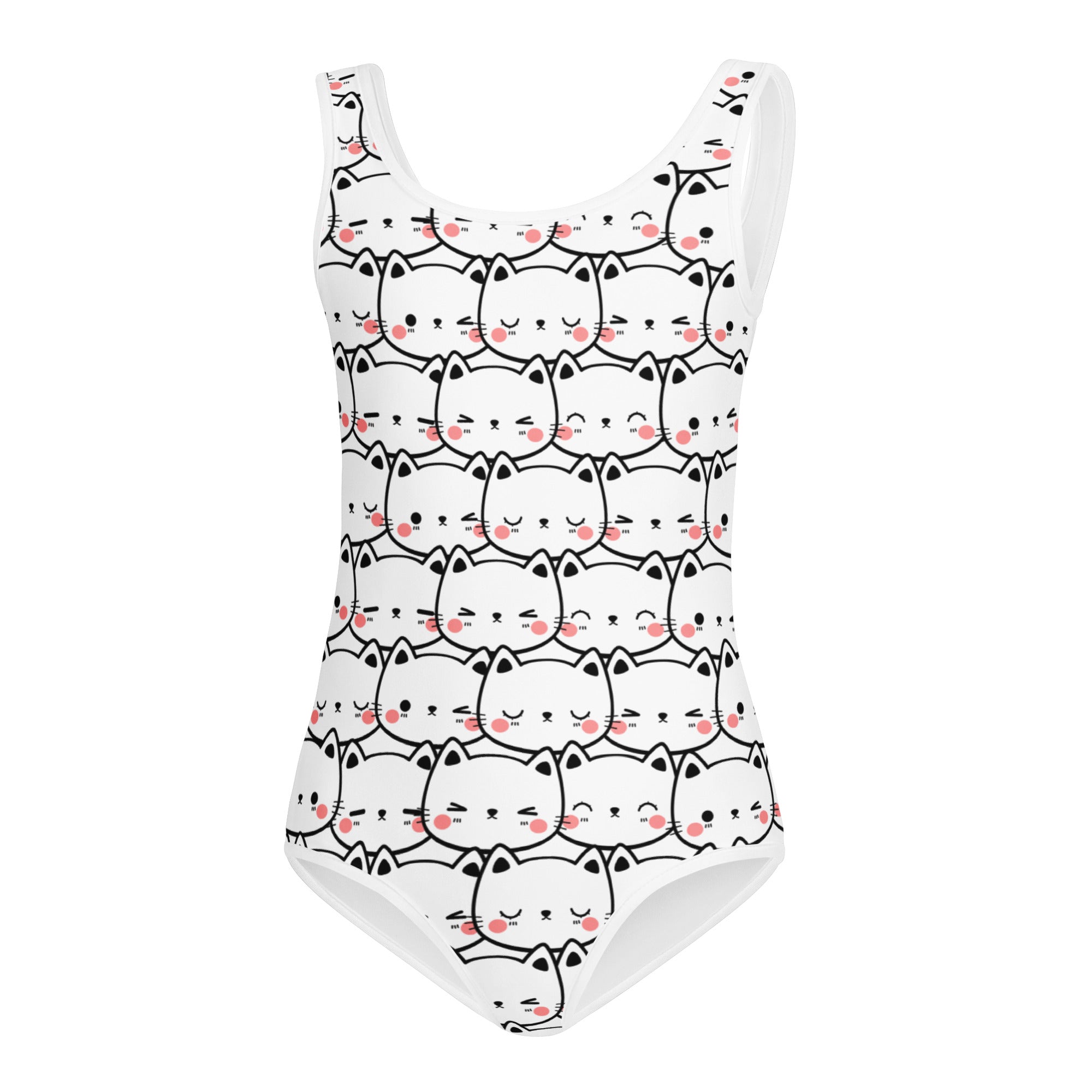Girls Cute Cat Faces Buttery Soft Leotard - Quick Drying For Dance and Gymnastics