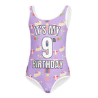 Girls Purple Birthday Party Custom Age It's My Birthday Leotard - Quick Drying For Dance and Gymnastics