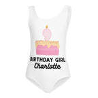 Birthday Girl Custom Name & Age Cake Candle Buttery Soft Leotard - Quick Drying For Dance and Gymnastics