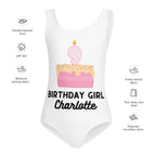 Birthday Girl Custom Name & Age Cake Candle Buttery Soft Leotard - Quick Drying For Dance and Gymnastics