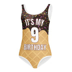 Girls Chocolate Ice Cream Cone Custom Age It's My Birthday Leotard - Quick Drying For Dance and Gymnastics