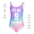 Girls Rainbow Stars Custom Age It's My Birthday Leotard - Quick Drying For Dance and Gymnastics