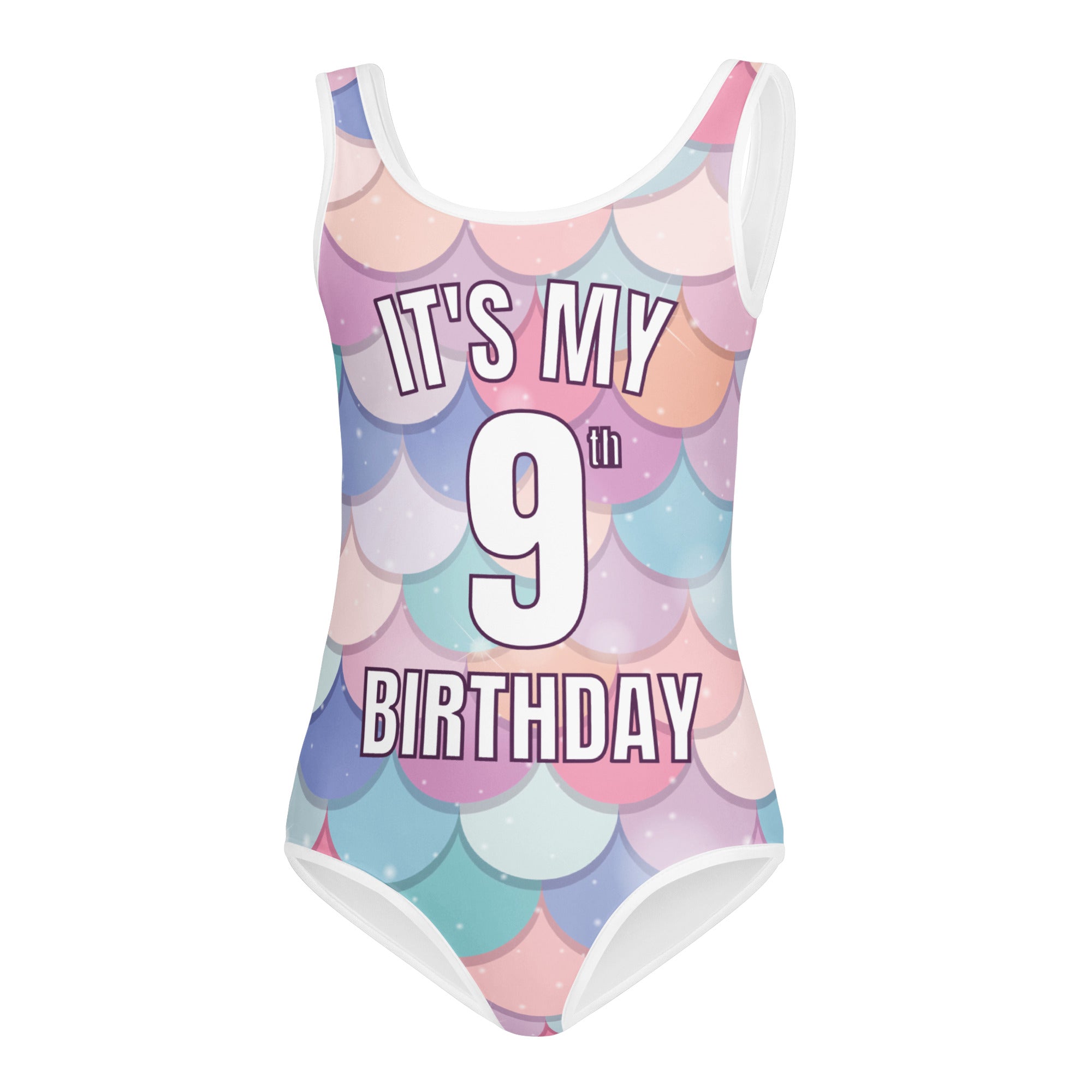 Girls Rainbow Mermaid Custom Age It's My Birthday Leotard - Quick Drying For Dance and Gymnastics