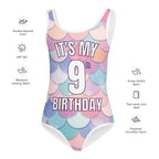 Girls Rainbow Mermaid Custom Age It's My Birthday Leotard - Quick Drying For Dance and Gymnastics