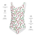 Girls Red & Green Candy Cane Christmas Buttery Soft Leotard - Quick Drying For Dance and Gymnastics