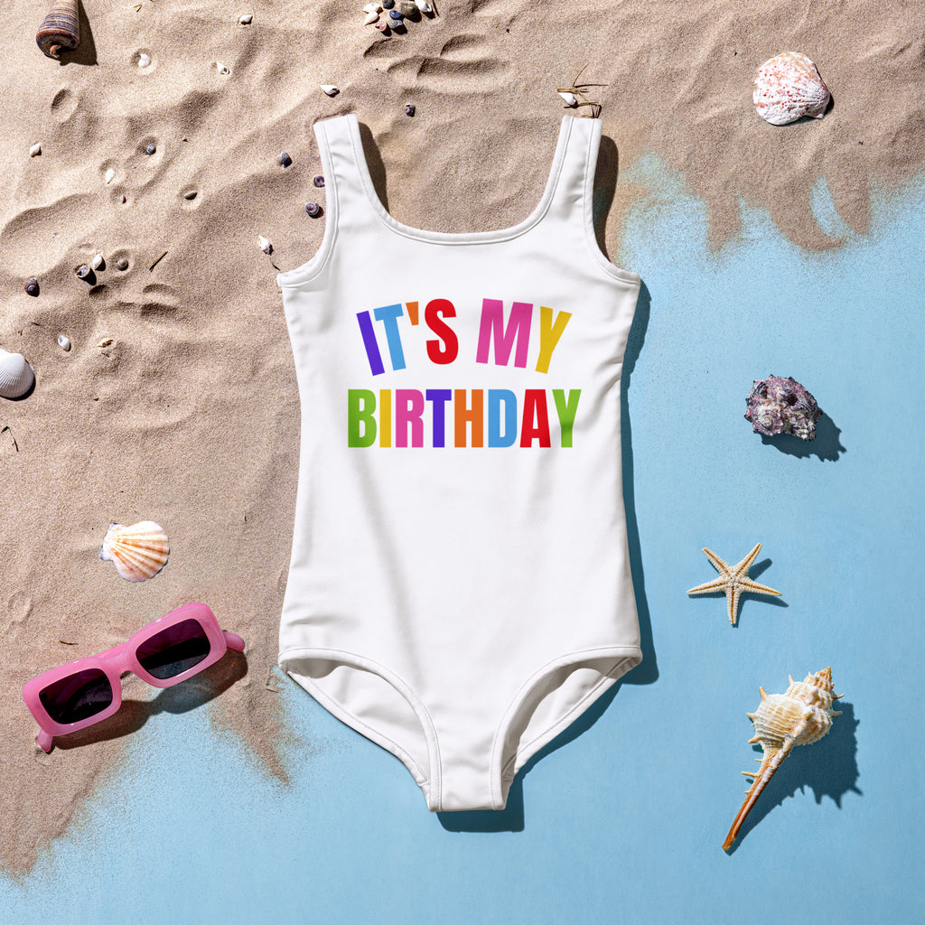 Girls It's My Birthday Swimsuit - UPF 50+ With Double Layered Front 