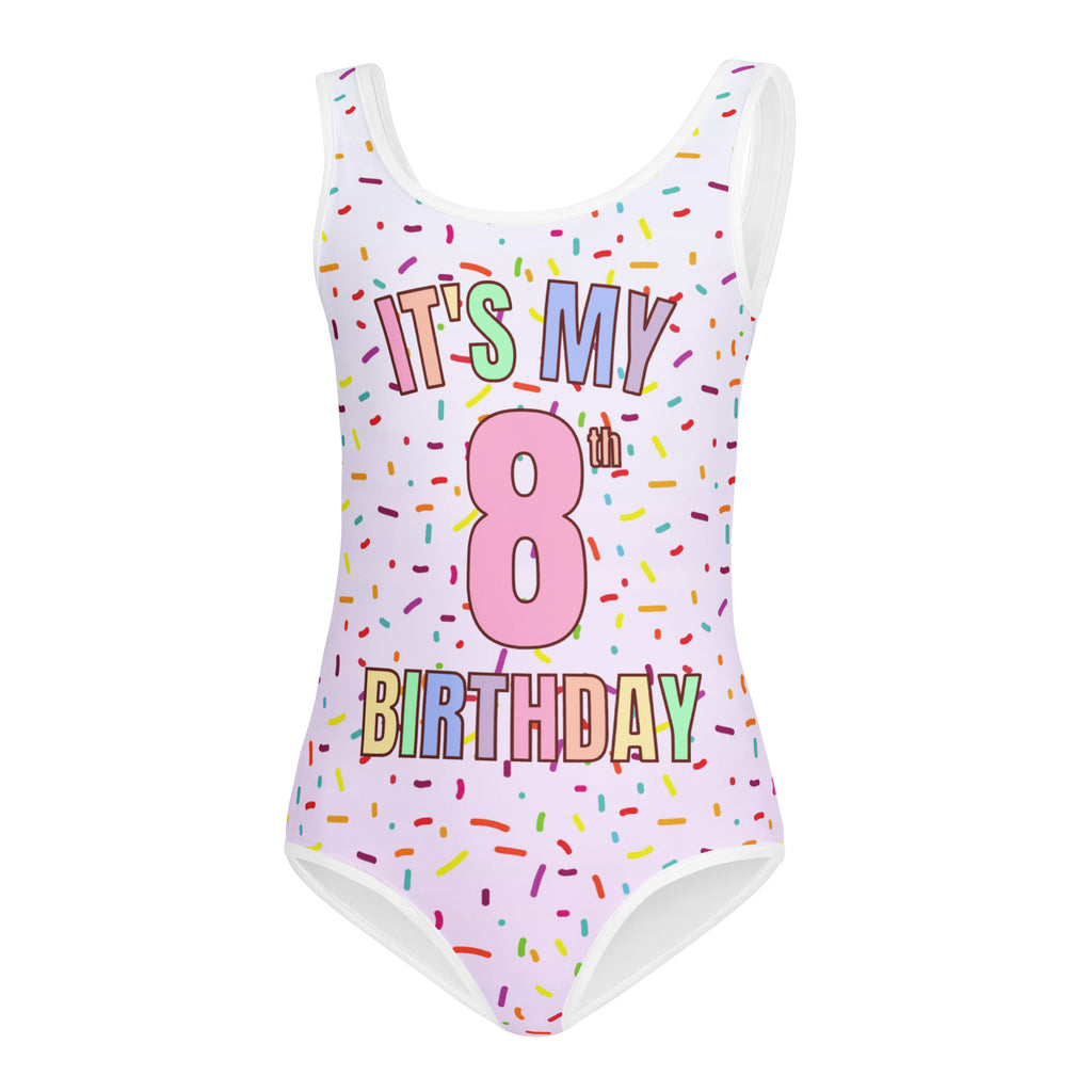 Girls Rainbow Sprinkles Custom Age It's My Birthday Buttery Soft Leotard - Quick Drying For Dance and Gymnastics 