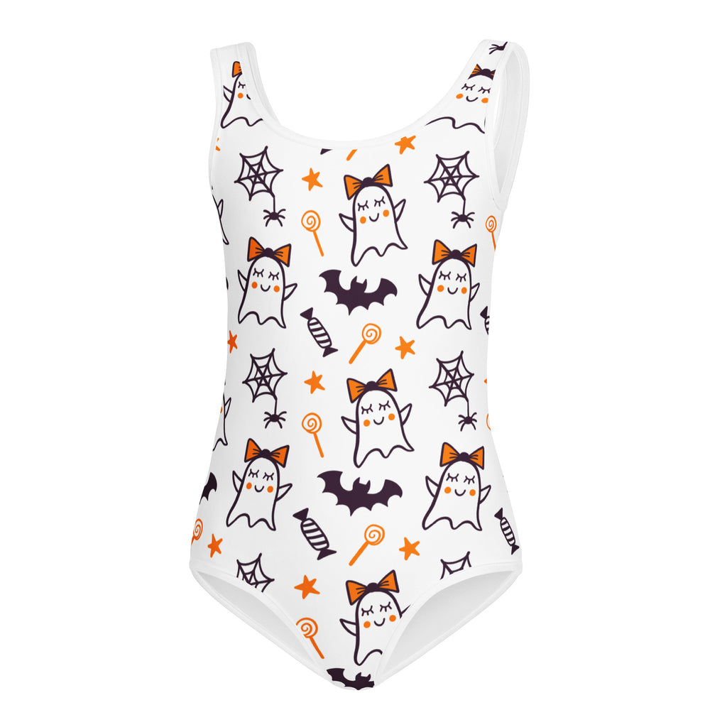 Girls Cute Ghost Halloween Leotard – Buttery-Soft, Quick-Dry 4-Way Stretch Comfort for Dance & Gymnastics