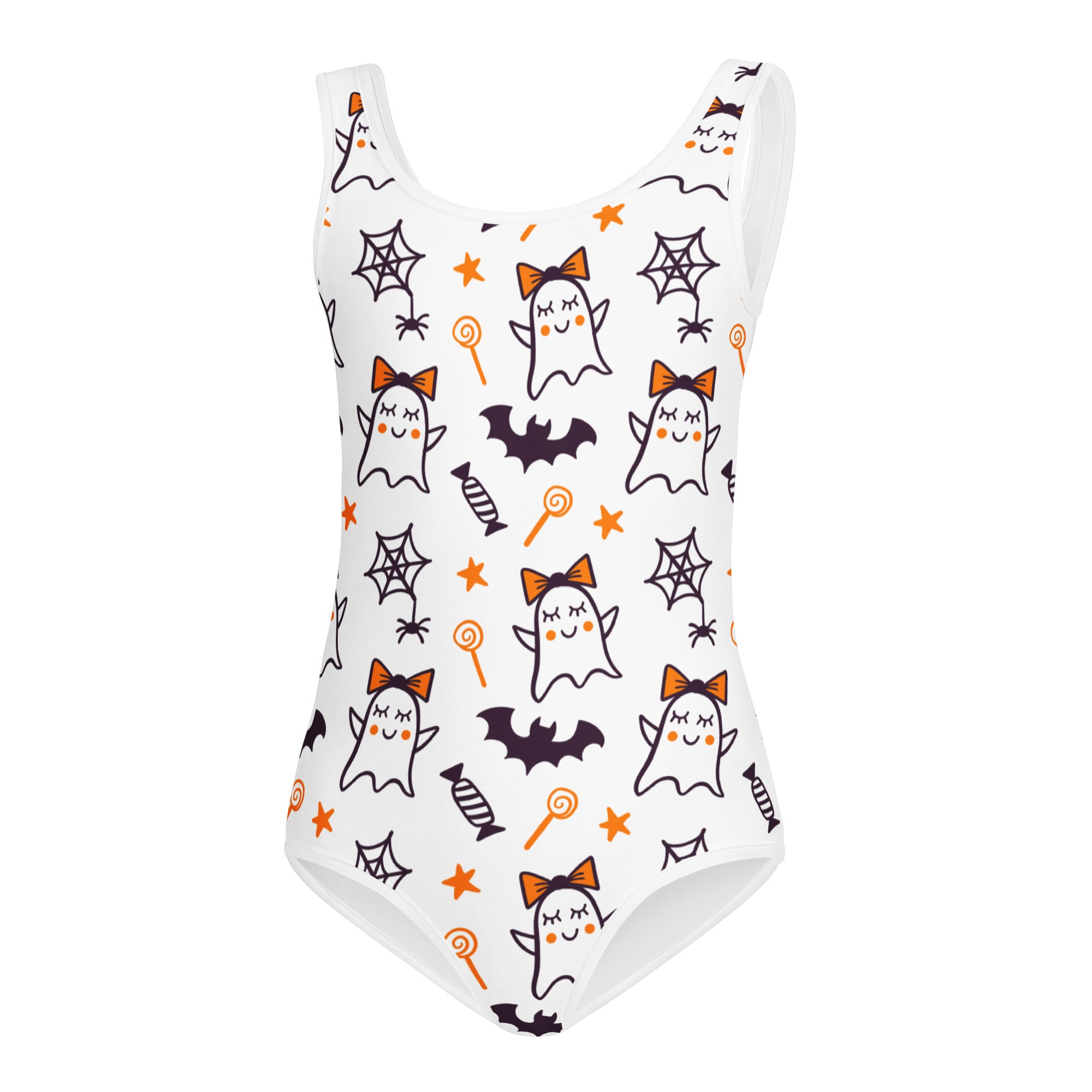 Girls Cute Ghost Halloween Leotard – Buttery-Soft, Quick-Dry 4-Way Stretch Comfort for Dance & Gymnastics