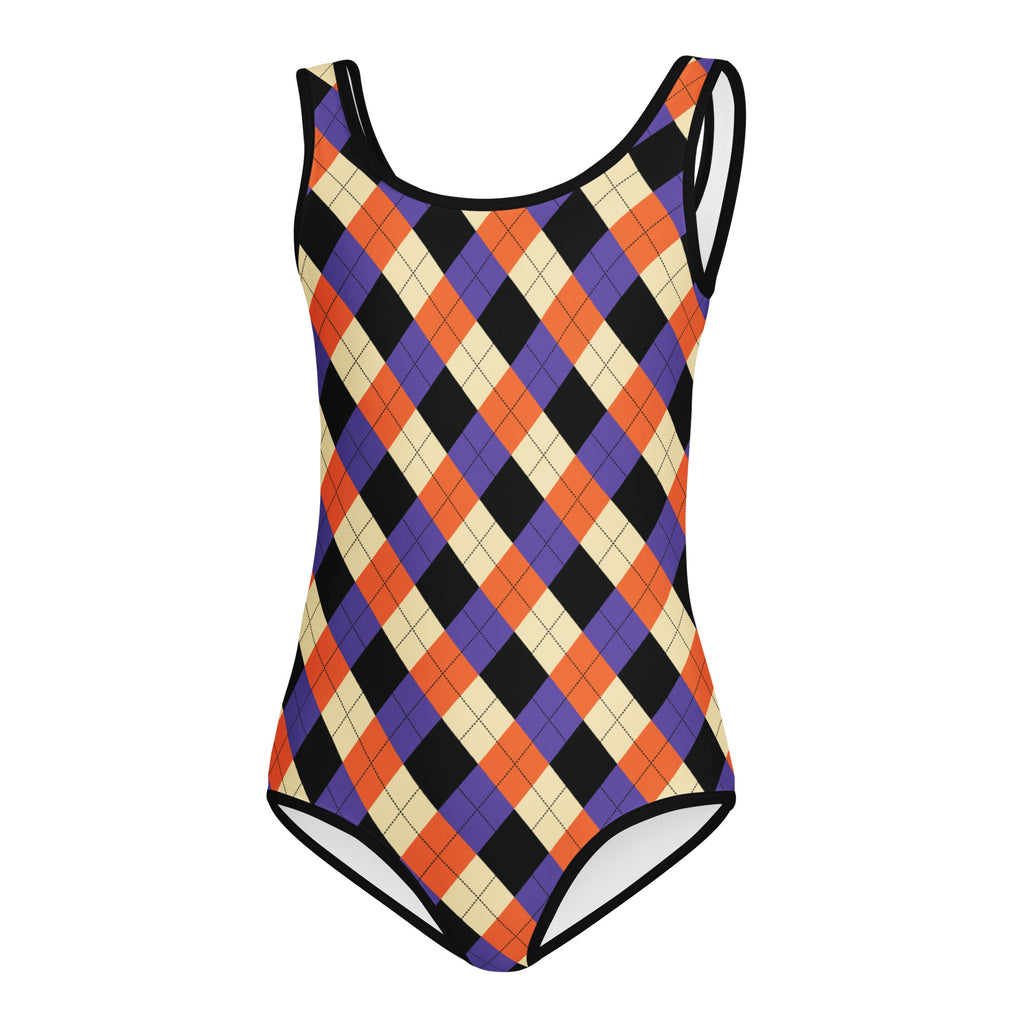 Girls Halloween Argyle Leotard – Buttery-Soft, Quick-Dry 4-Way Stretch Comfort for Dance & Gymnastics