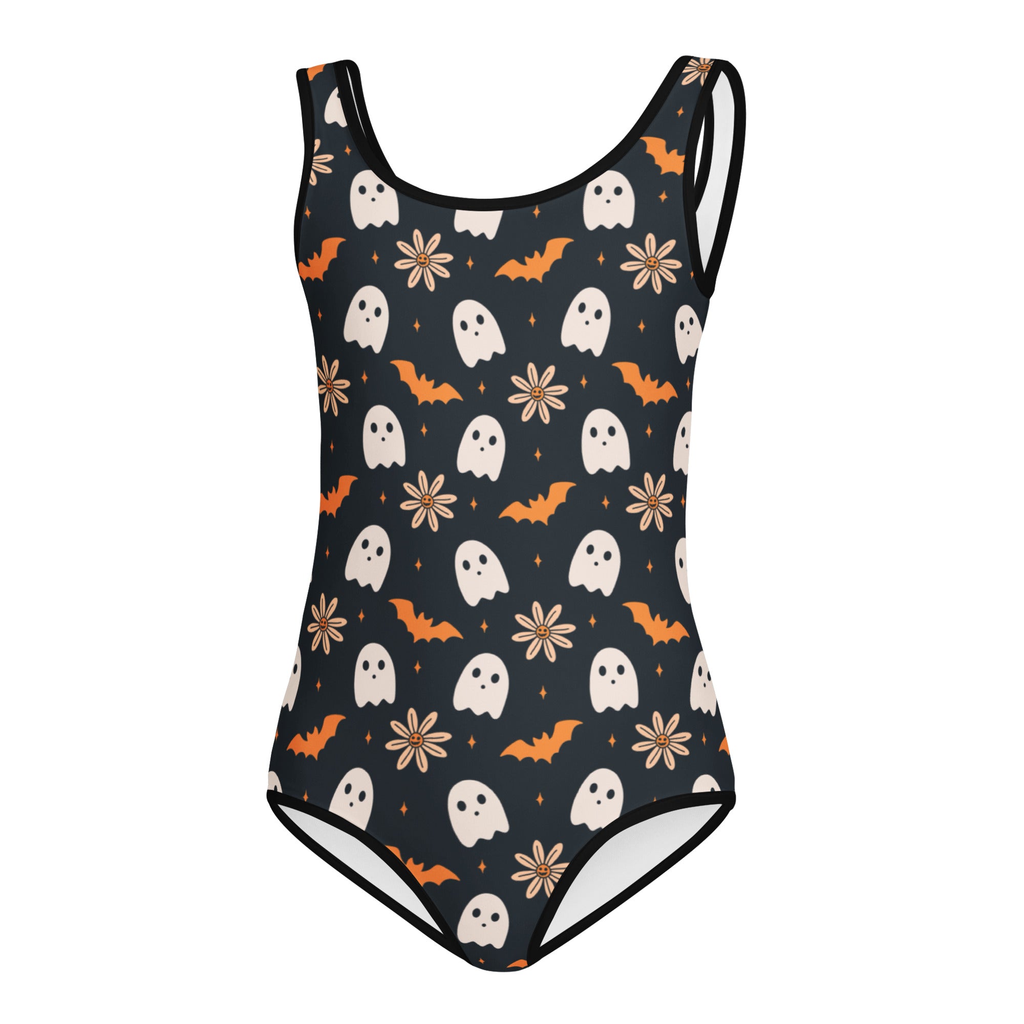 Girls Ghost Bat Floral Halloween Leotard – Buttery-Soft, Quick-Dry 4-Way Stretch Comfort for Dance & Gymnastics