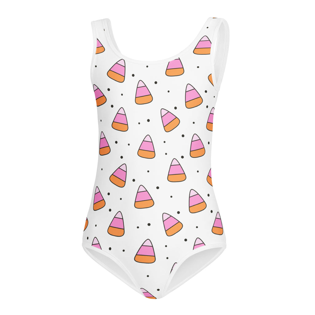 Girls White Candy Corn Halloween Leotard – Buttery-Soft, Quick-Dry 4-Way Stretch Comfort for Dance & Gymnastics