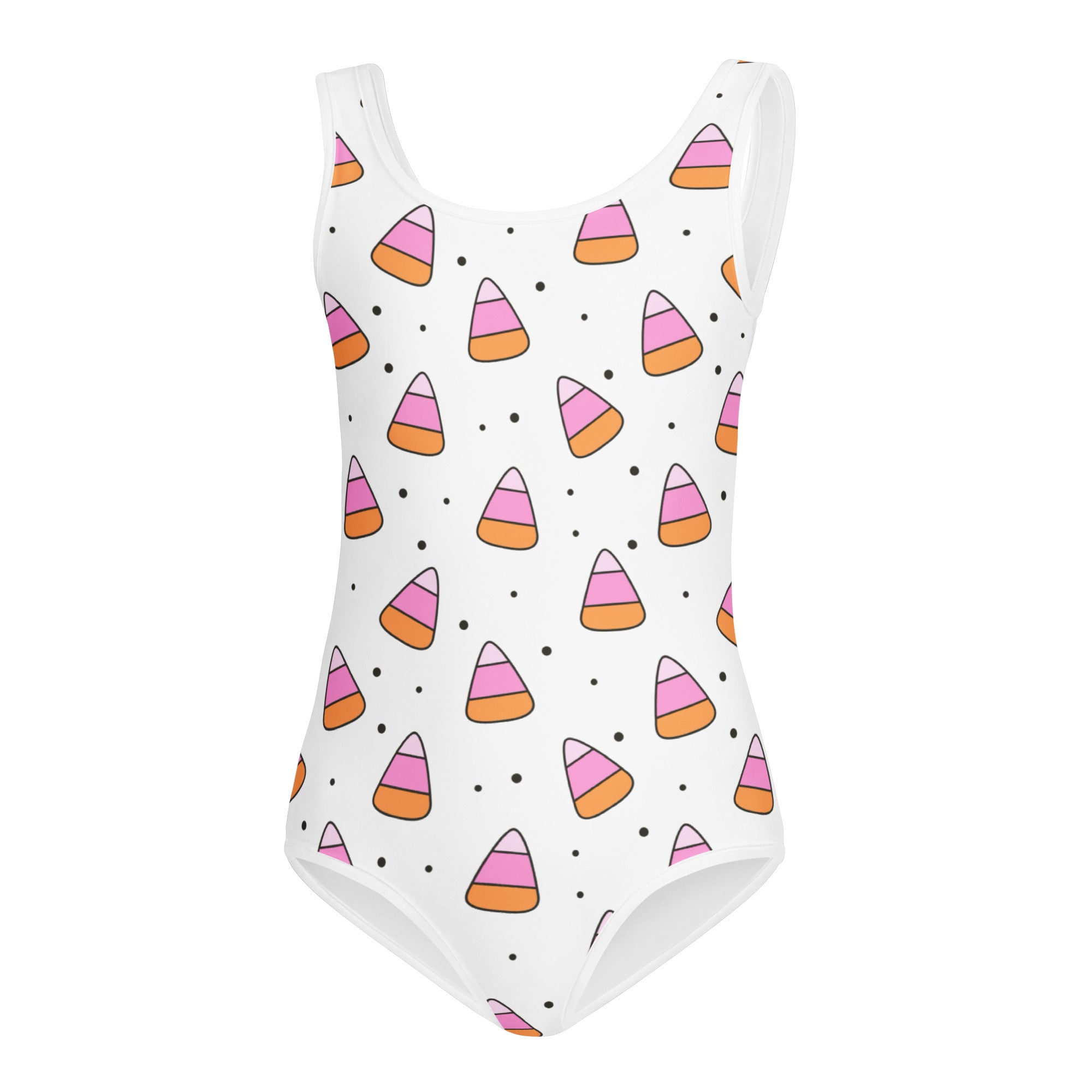 Girls White Candy Corn Halloween Leotard – Buttery-Soft, Quick-Dry 4-Way Stretch Comfort for Dance & Gymnastics