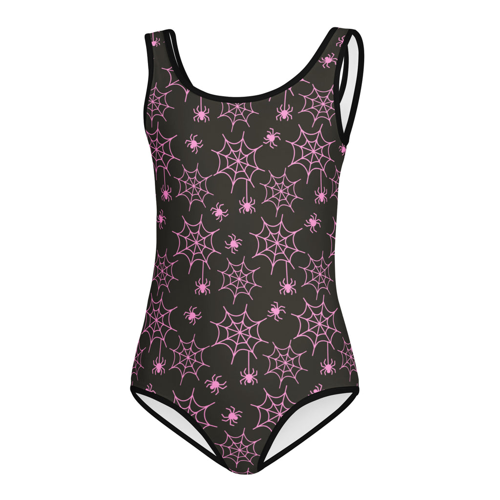Girls Pink Spider Web Halloween Leotard – Buttery-Soft, Quick-Dry 4-Way Stretch Comfort for Dance & Gymnastics