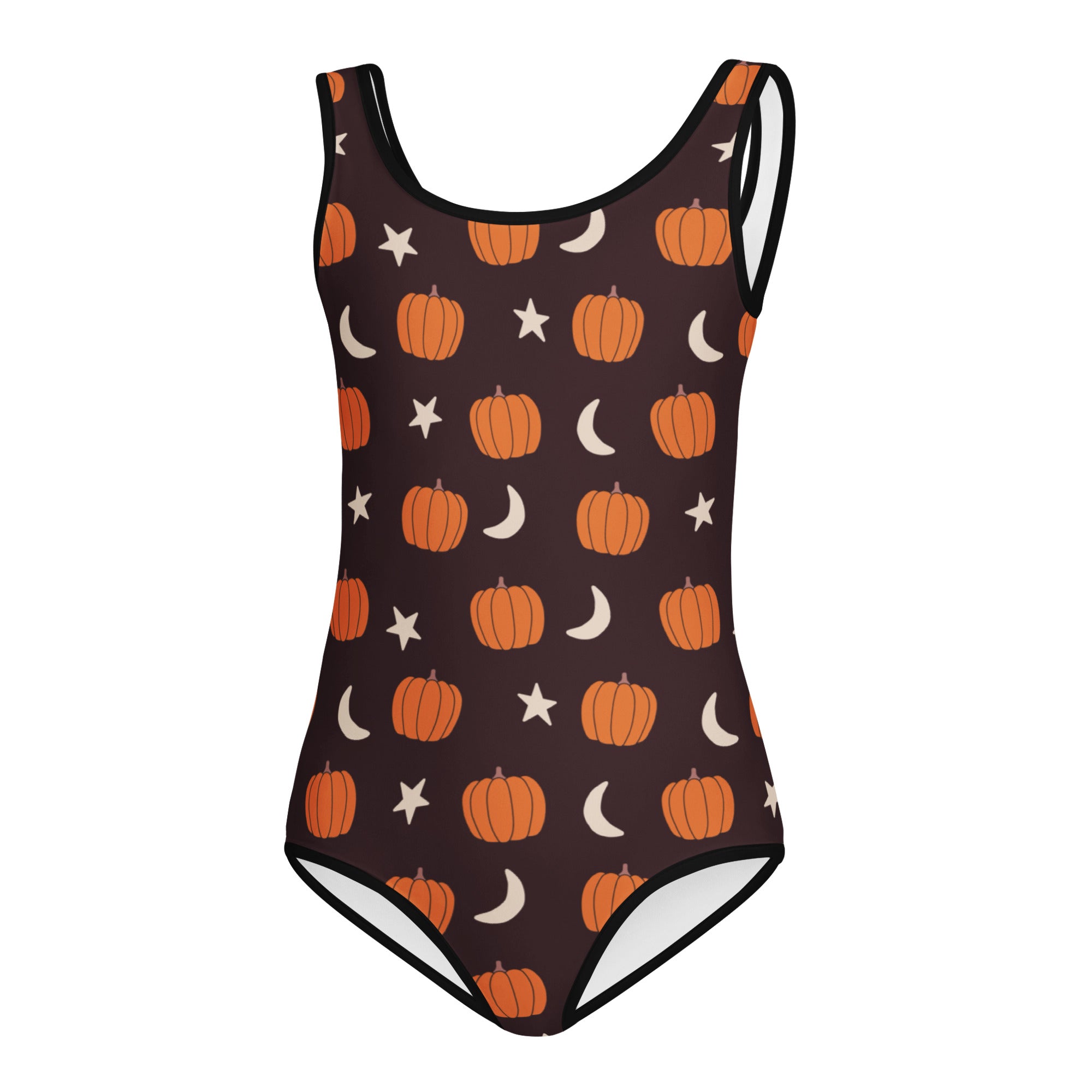 Girls Orange Pumpkin Moon Halloween Leotard – Buttery-Soft, Quick-Dry 4-Way Stretch Comfort for Dance & Gymnastics