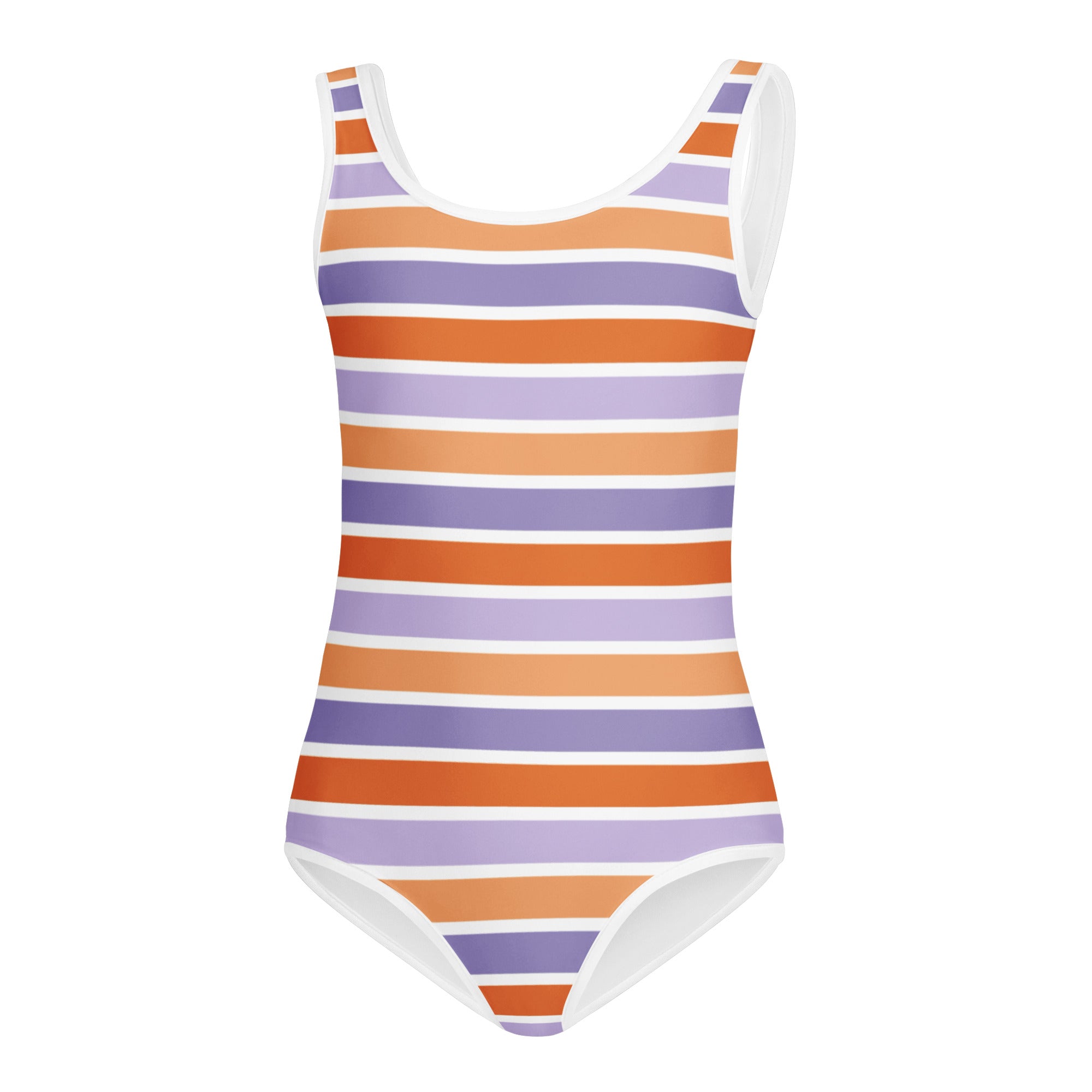 Girls Orange Purple Striped Halloween Leotard – Buttery-Soft, Quick-Dry 4-Way Stretch Comfort for Dance & Gymnastics