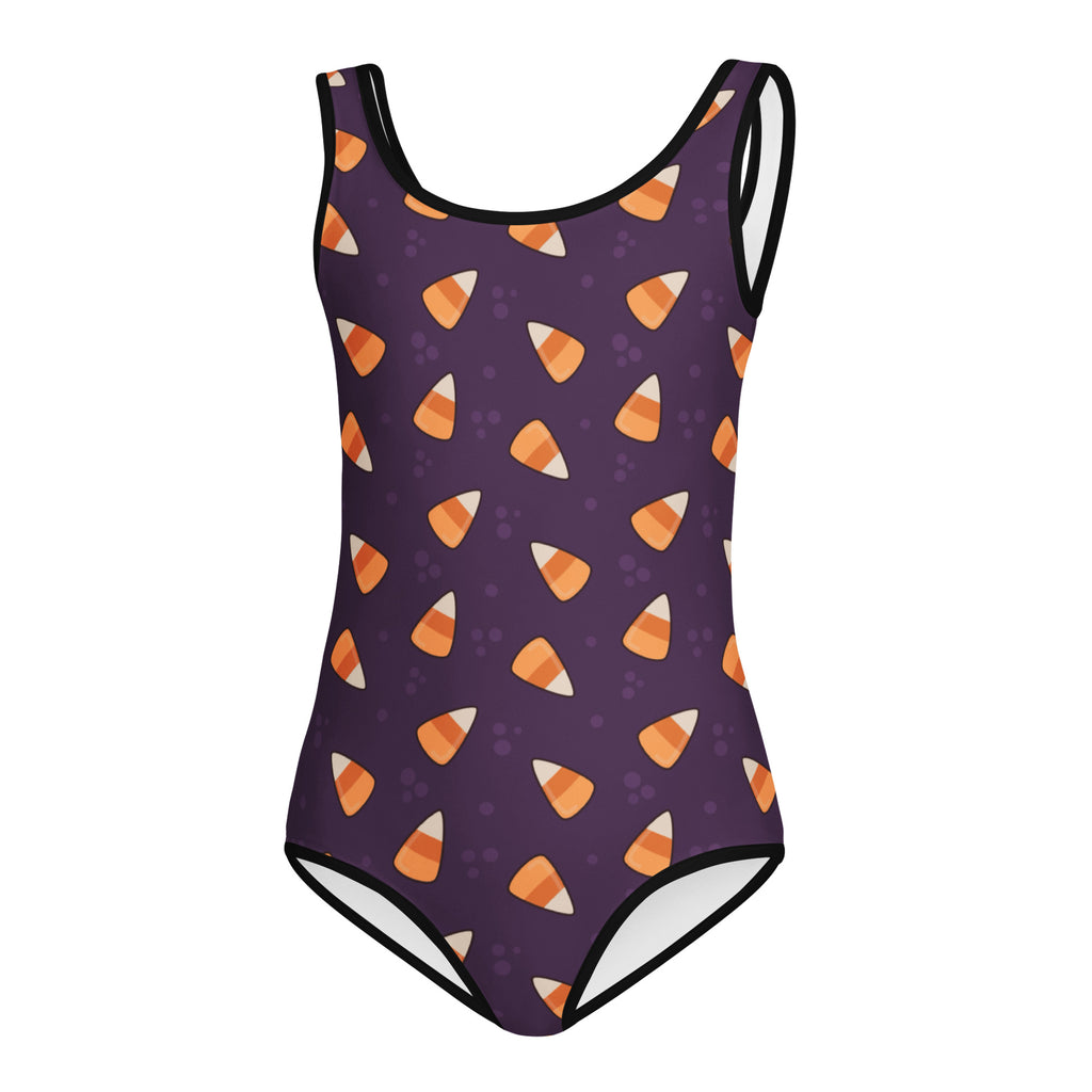 Girls Purple Candy Corn Halloween Themed Leotard – Buttery-Soft, Quick-Dry 4-Way Stretch Comfort for Dance & Gymnastics