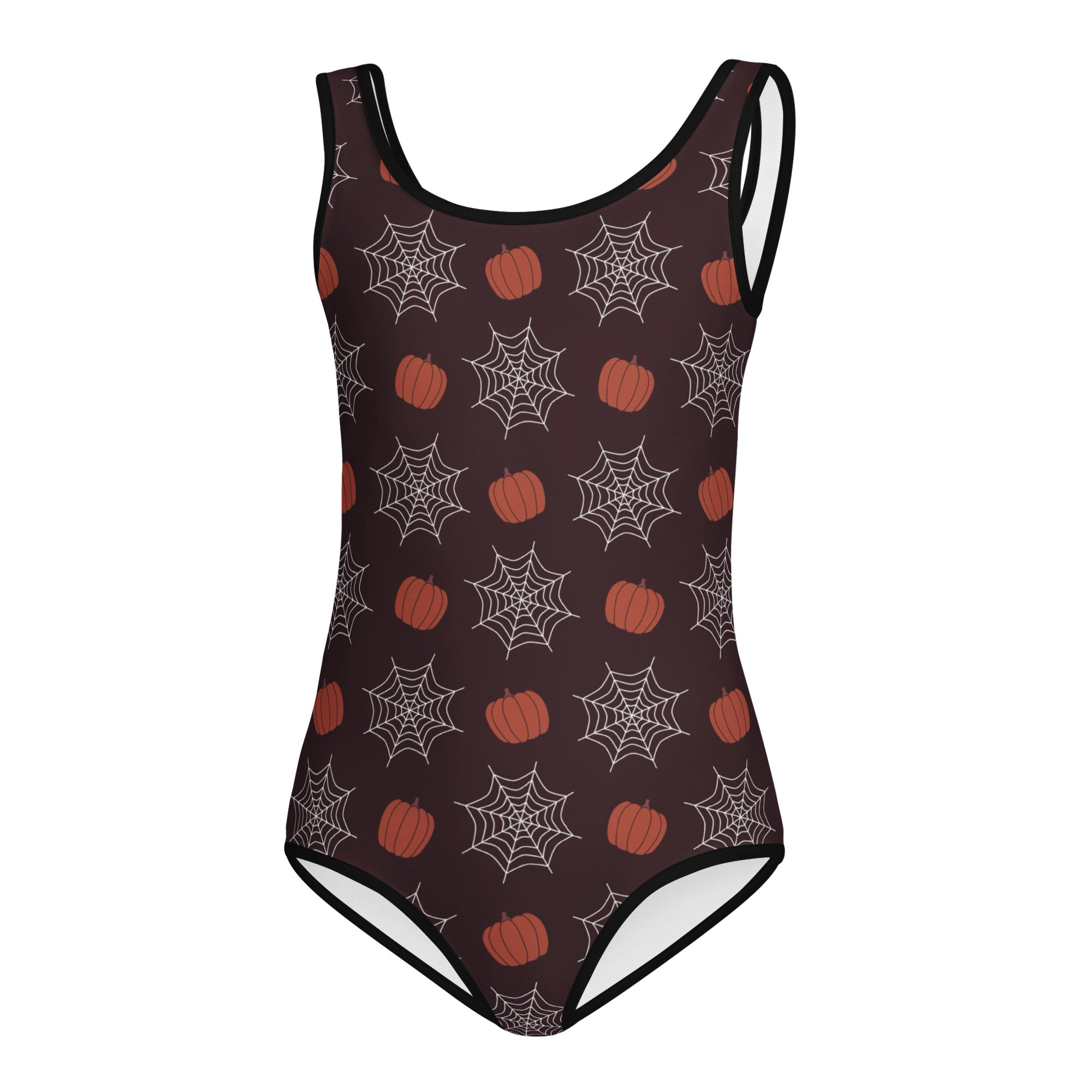 Girls Pumpkin Spider Web Halloween Leotard – Buttery-Soft, Quick-Dry 4-Way Stretch Comfort for Dance & Gymnastics