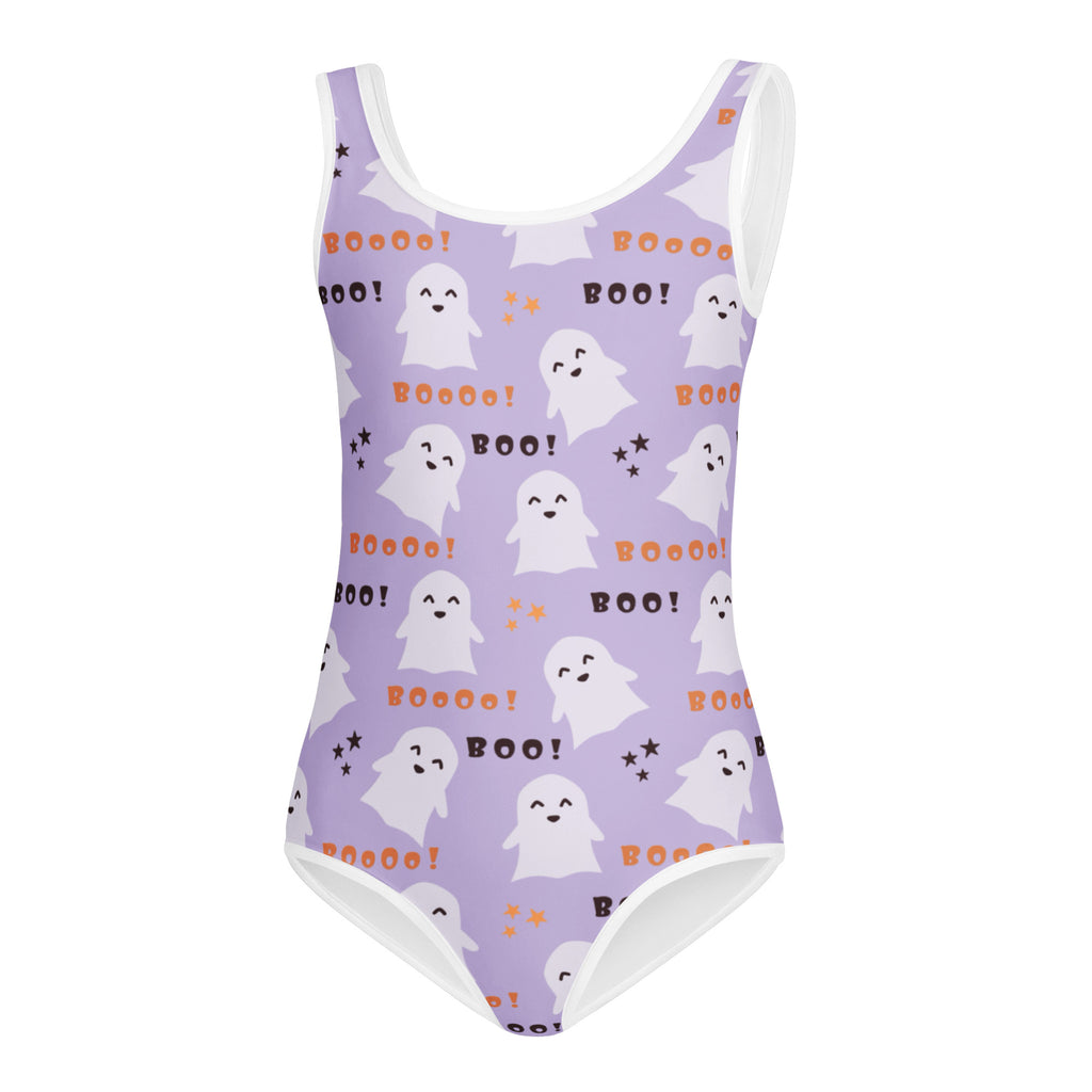 Girls Purple Ghost Halloween Leotard – Buttery-Soft, Quick-Dry 4-Way Stretch Comfort for Dance & Gymnastics