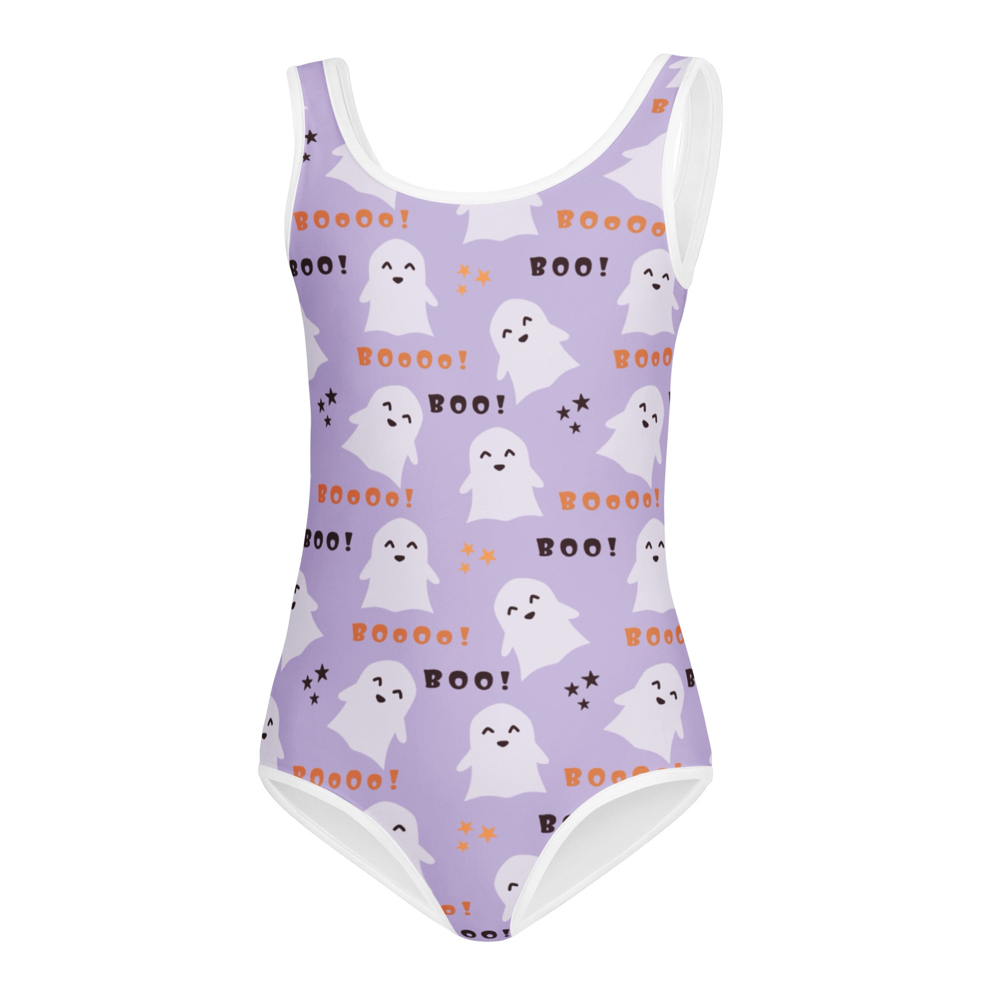 Girls Purple Ghost Halloween Leotard – Buttery-Soft, Quick-Dry 4-Way Stretch Comfort for Dance & Gymnastics