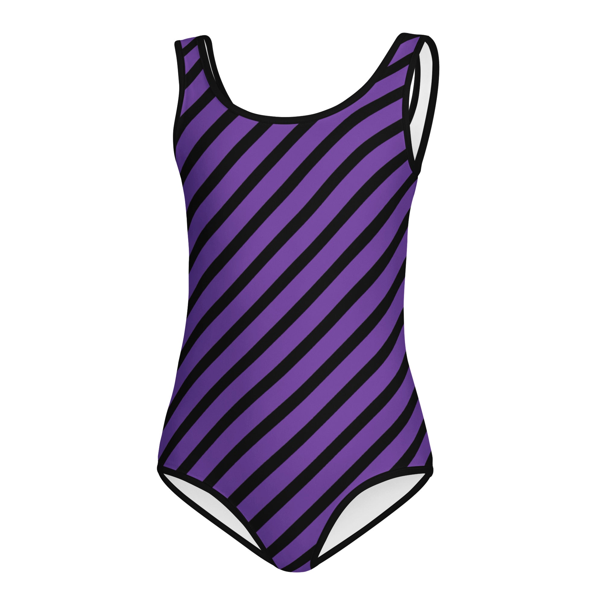 Girls Purple Striped Halloween Leotard – Buttery-Soft, Quick-Dry 4-Way Stretch Comfort for Dance & Gymnastics