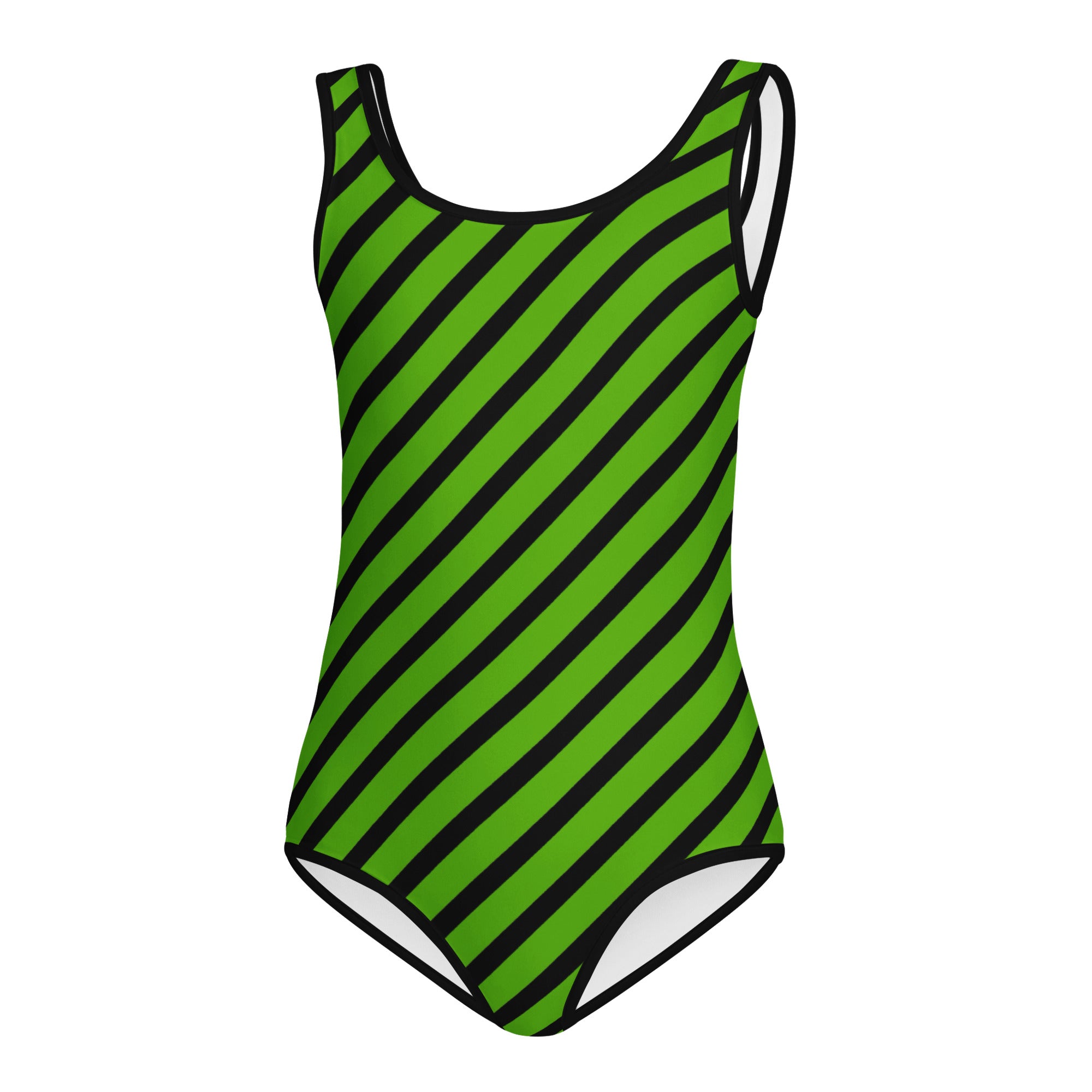 Girls Green Striped Halloween Leotard – Buttery-Soft, Quick-Dry 4-Way Stretch Comfort for Dance & Gymnastics