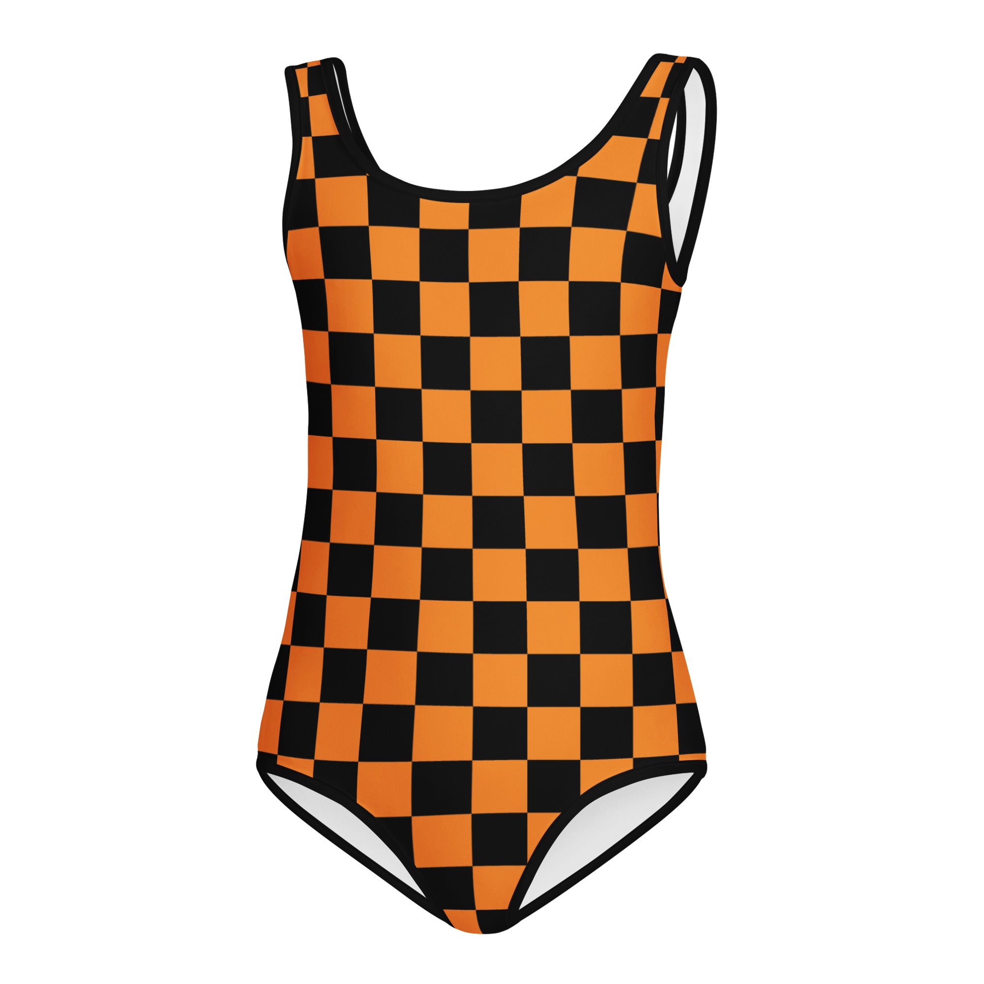 Girls Orange Checkered Halloween Leotard – Buttery-Soft, Quick-Dry 4-Way Stretch Comfort for Dance & Gymnastics (Copy)