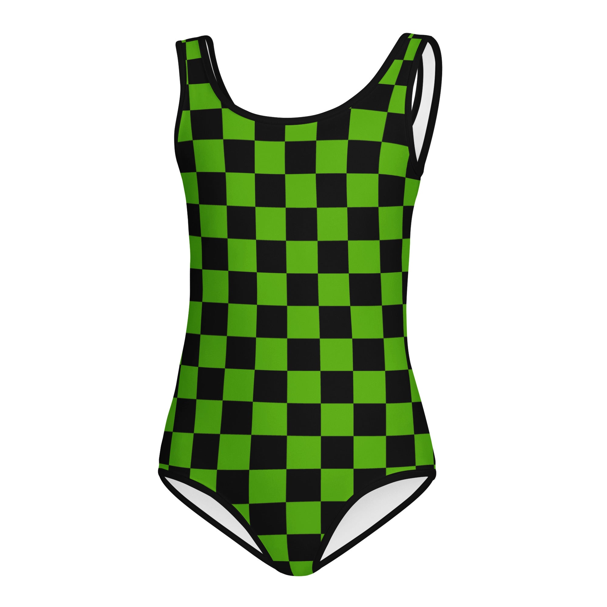 Girls Green Checkered Halloween Leotard – Buttery-Soft, Quick-Dry 4-Way Stretch Comfort for Dance & Gymnastics