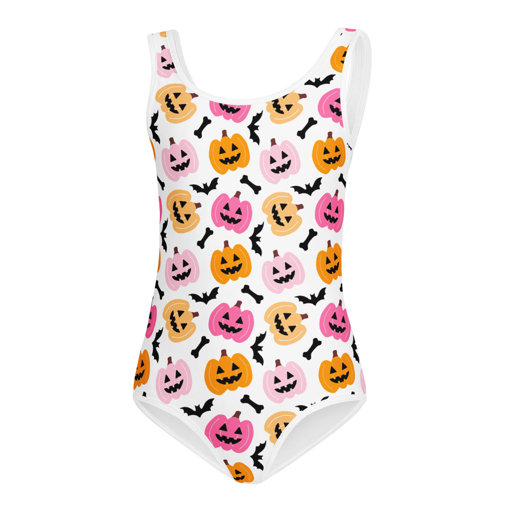 Girls Pink Pumpkin Halloween Leotard – Buttery-Soft, Quick-Dry 4-Way Stretch Comfort for Dance & Gymnastics