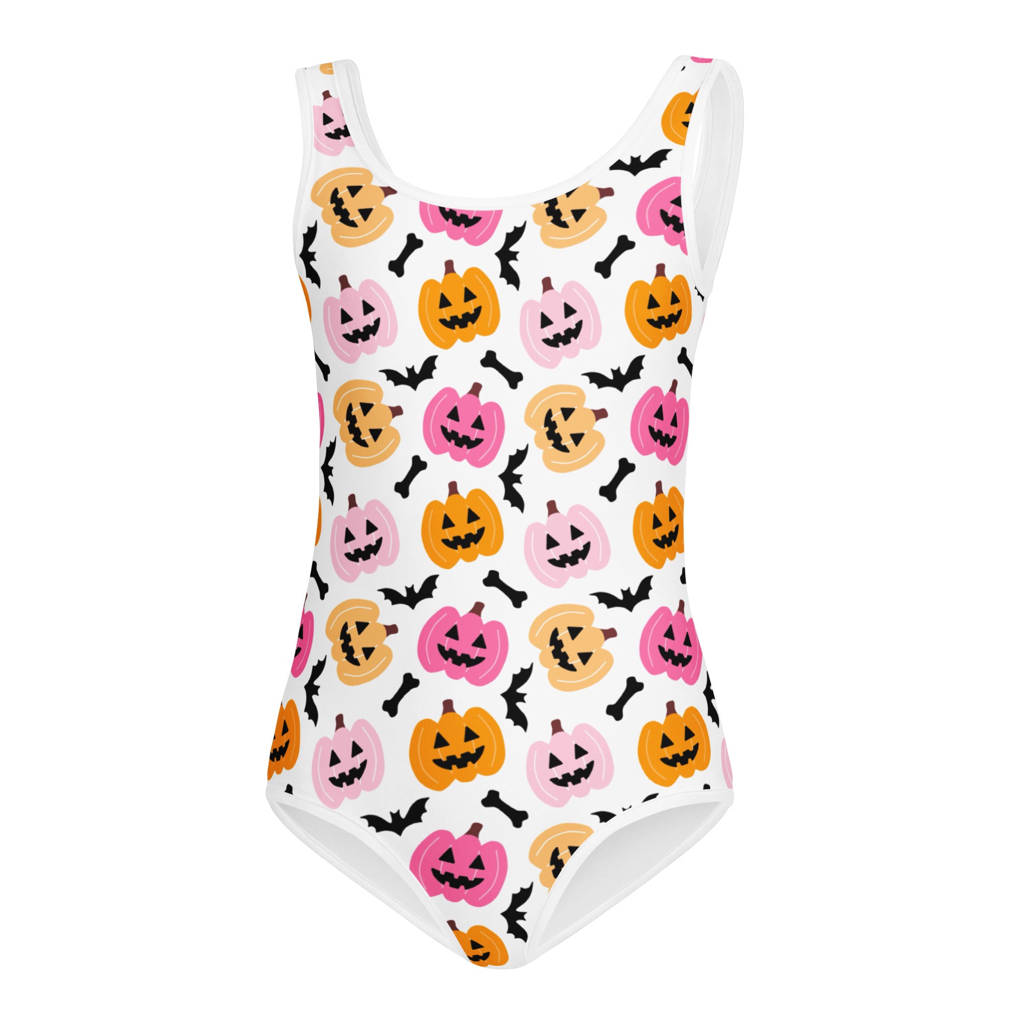 Girls Pink Pumpkin Halloween Leotard – Buttery-Soft, Quick-Dry 4-Way Stretch Comfort for Dance & Gymnastics