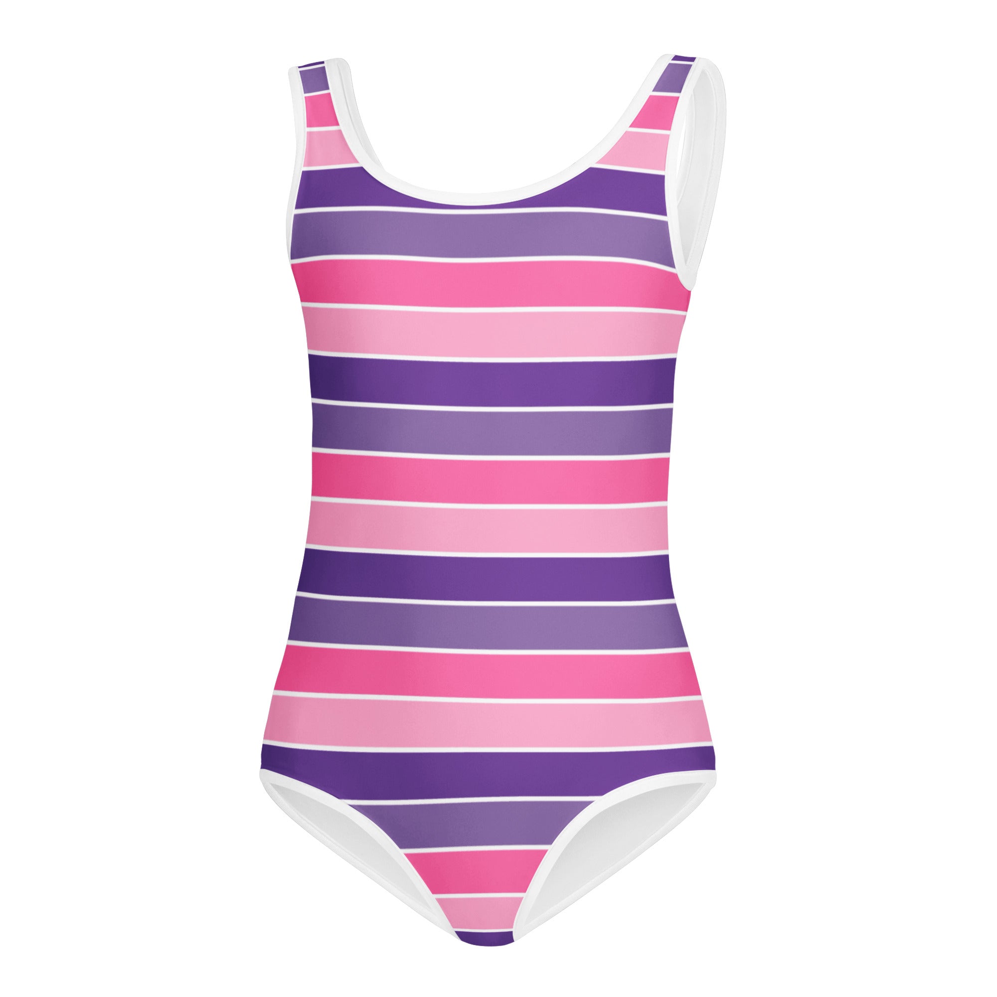 Girls Pink Purple Striped Leotard – Buttery-Soft, Quick-Dry 4-Way Stretch Comfort for Dance & Gymnastics