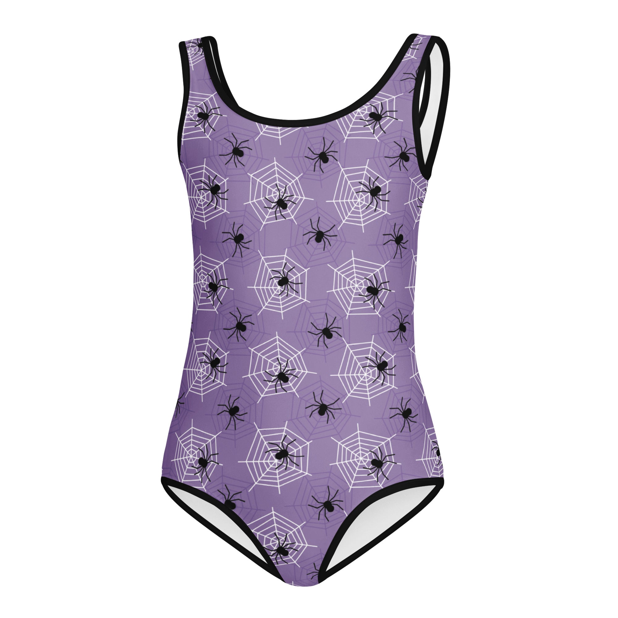 Girls Purple Spider Web Halloween Leotard – Buttery-Soft, Quick-Dry 4-Way Stretch Comfort for Dance & Gymnastics