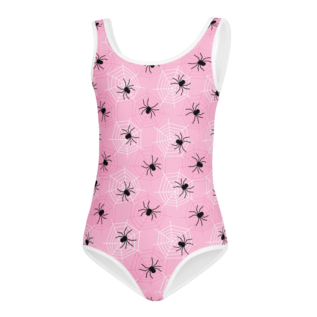 Girls Pink Spider Web Halloween Leotard – Buttery-Soft, Quick-Dry 4-Way Stretch Comfort for Dance & Gymnastics