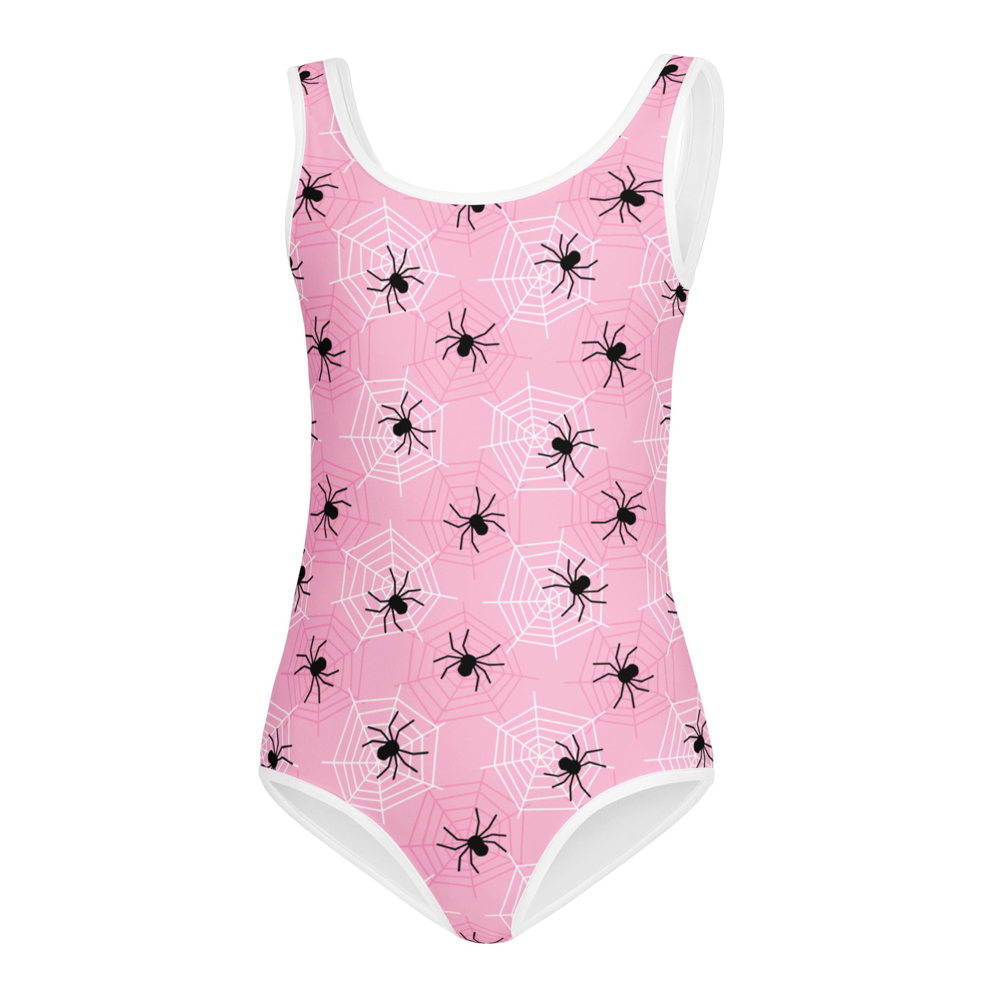 Girls Pink Spider Web Halloween Leotard – Buttery-Soft, Quick-Dry 4-Way Stretch Comfort for Dance & Gymnastics