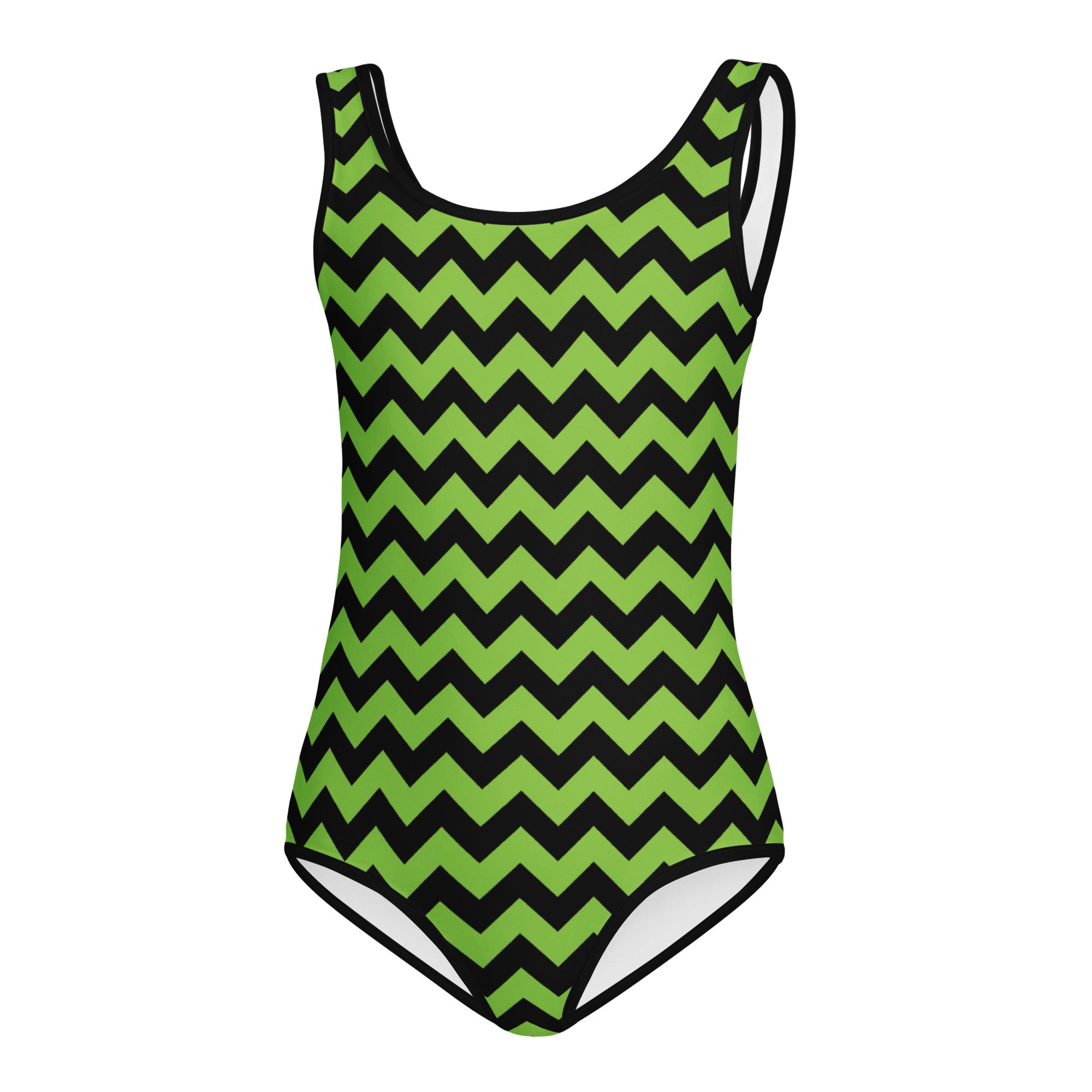 Girls Green Chevron Halloween Leotard – Buttery-Soft, Quick-Dry 4-Way Stretch Comfort for Dance & Gymnastics