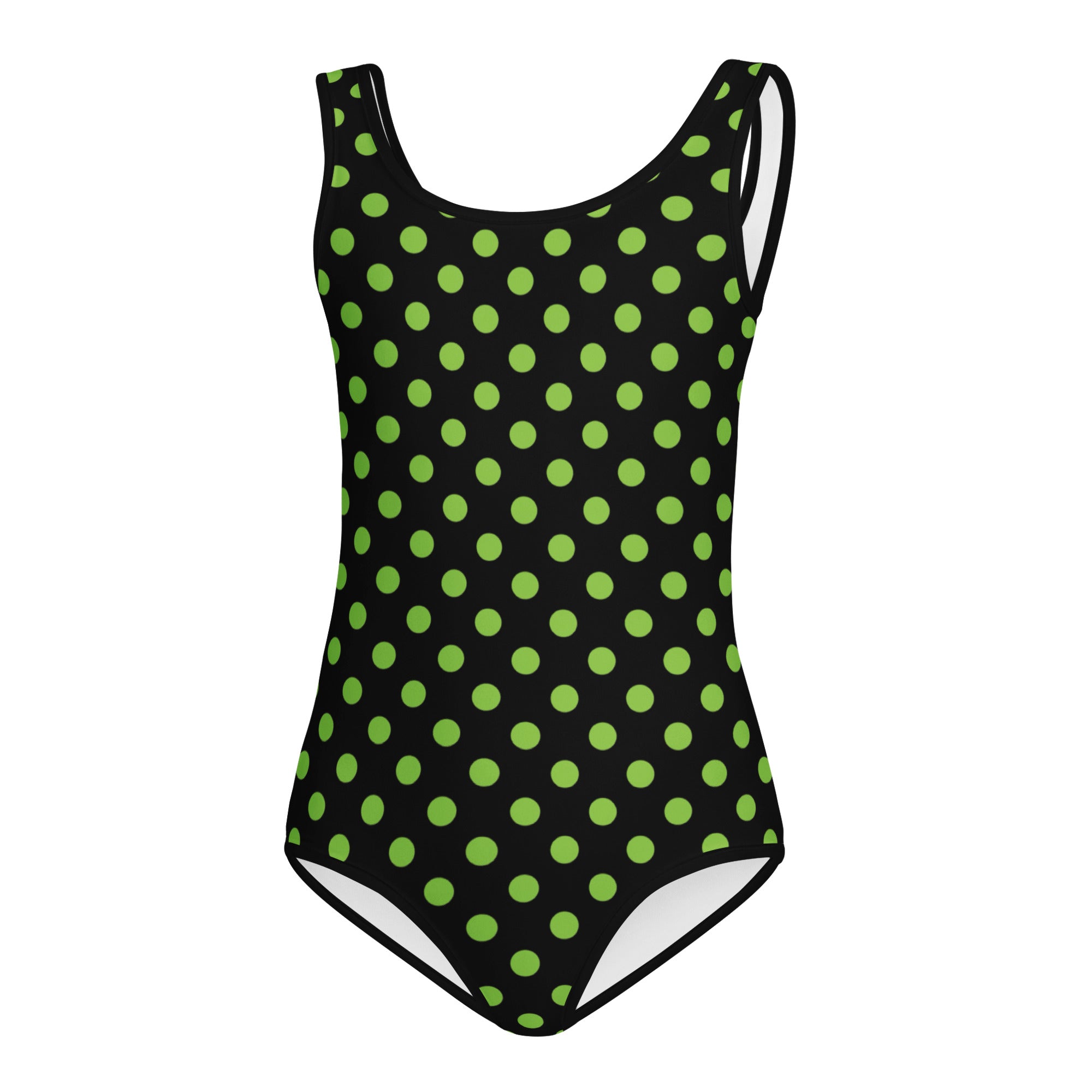 Girls Lime Green Polka Dot Halloween Leotard – Buttery-Soft, Quick-Dry 4-Way Stretch Comfort for Dance & Gymnastics