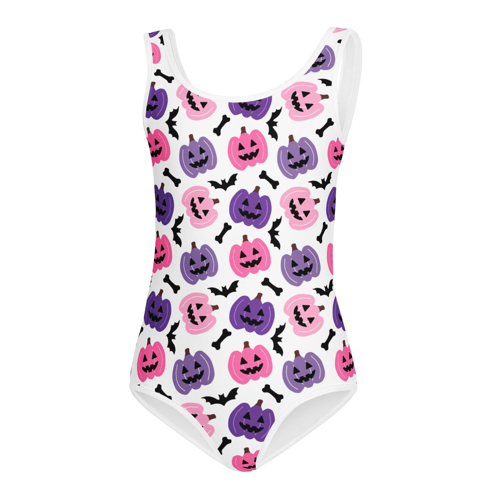 Girls Pink & Purple Pumpkin Halloween Leotard – Buttery-Soft, Quick-Dry 4-Way Stretch Comfort for Dance & Gymnastics