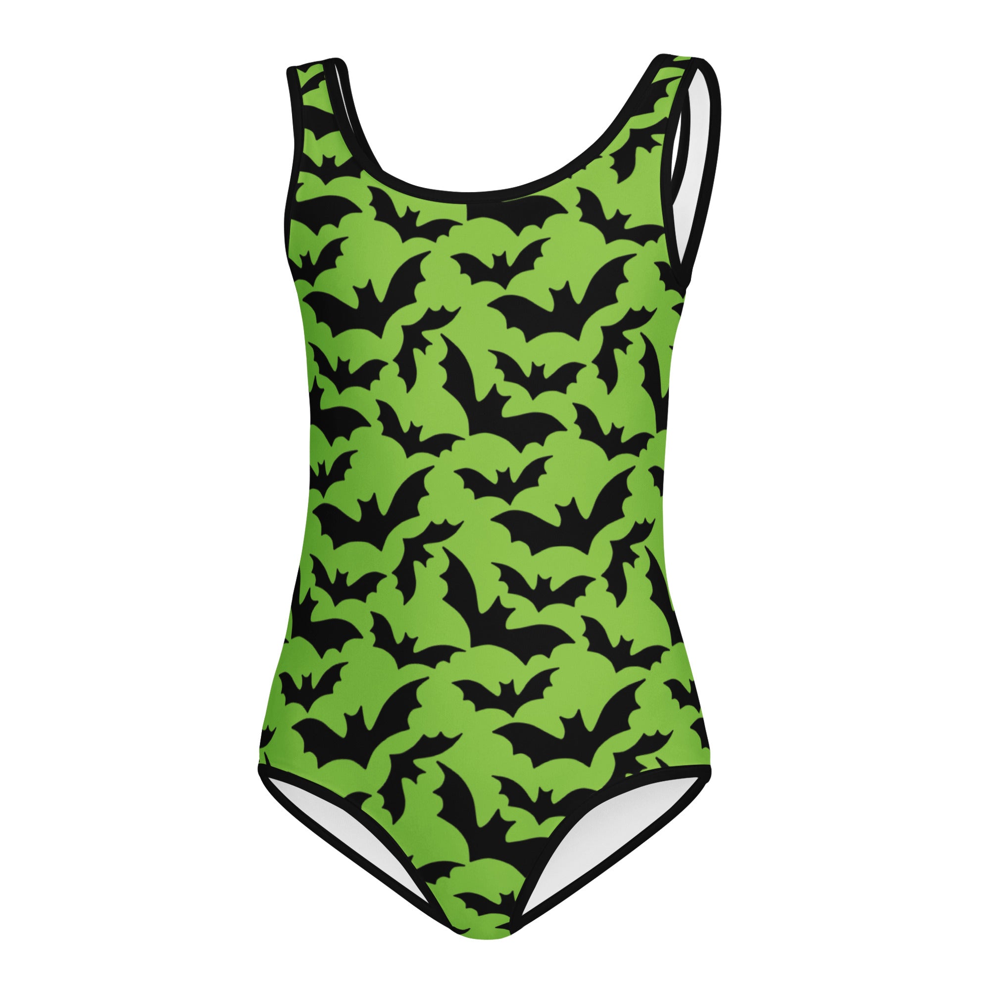 Girls Green Bat Themed Halloween Leotard – Buttery-Soft, Quick-Dry 4-Way Stretch Comfort for Dance & Gymnastics
