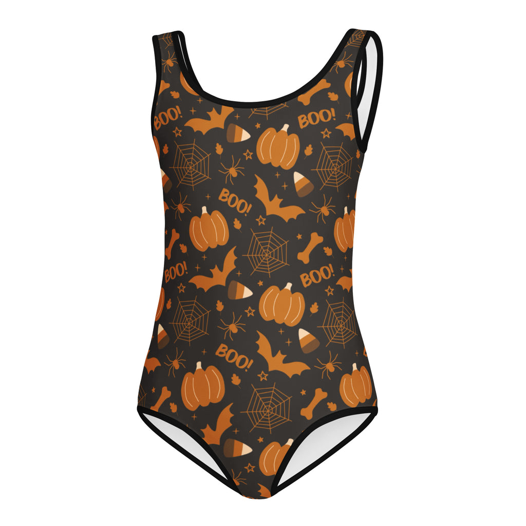 Girls Pumpkin Bat Halloween Leotard – Buttery-Soft, Quick-Dry 4-Way Stretch Comfort for Dance & Gymnastics
