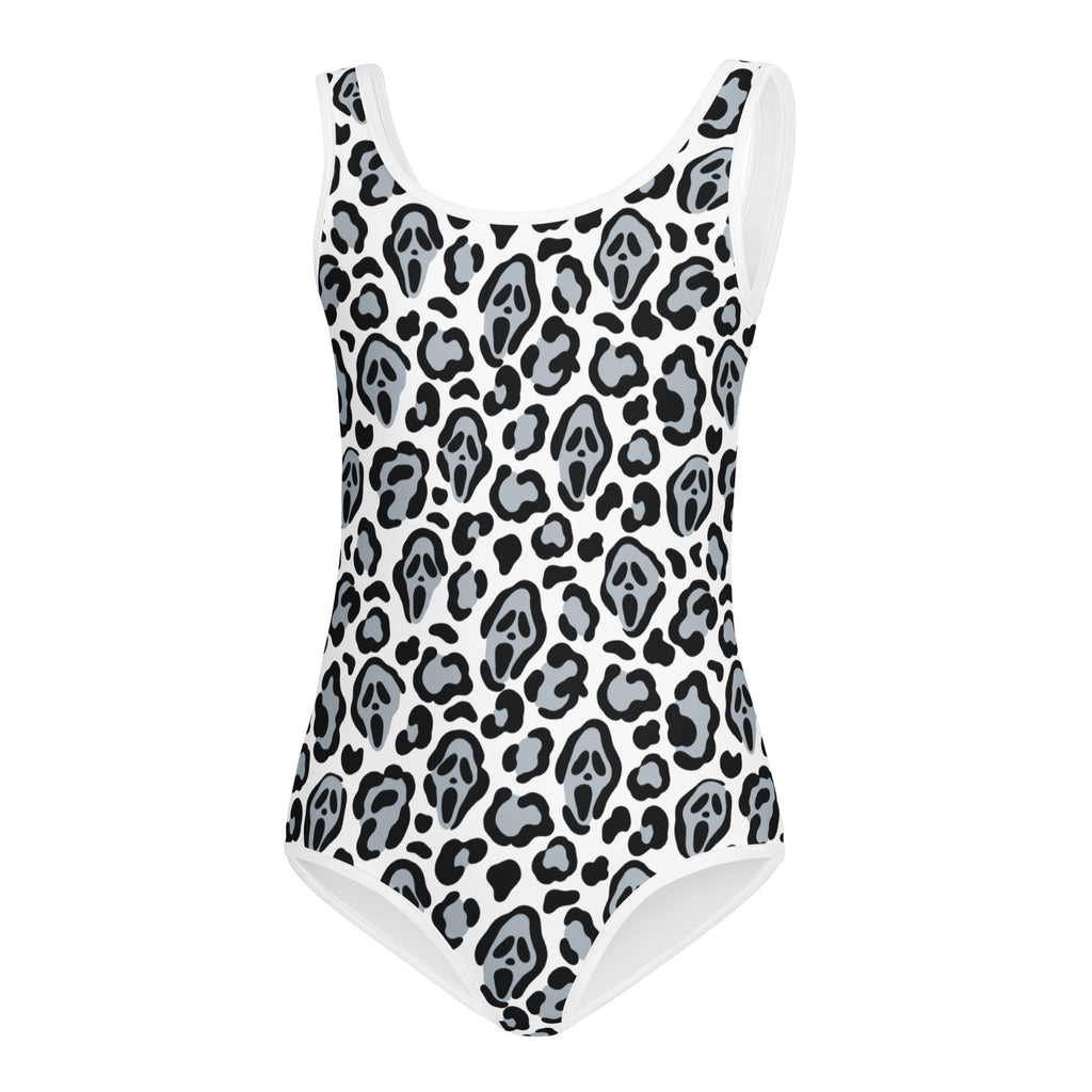 Girls Ghost Face Leopard Halloween Leotard – Buttery-Soft, Quick-Dry 4-Way Stretch Comfort for Dance & Gymnastics