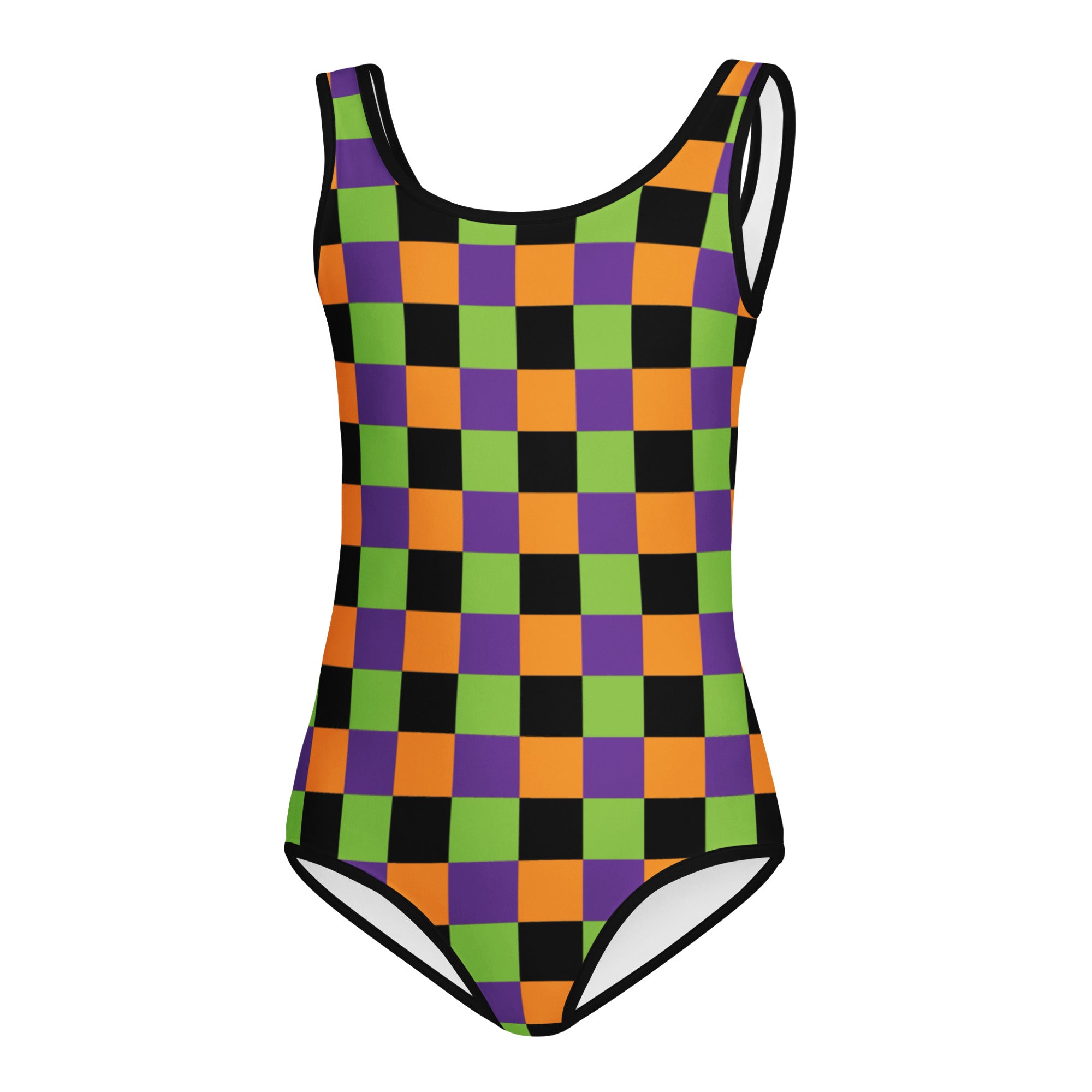 Girls Halloween Checkered Leotard – Buttery-Soft, Quick-Dry 4-Way Stretch Comfort for Dance & Gymnastics