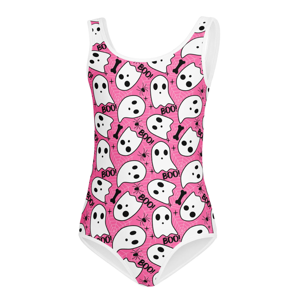 Girls Pink Ghost Halloween Leotard – Buttery-Soft, Quick-Dry 4-Way Stretch Comfort for Dance & Gymnastics