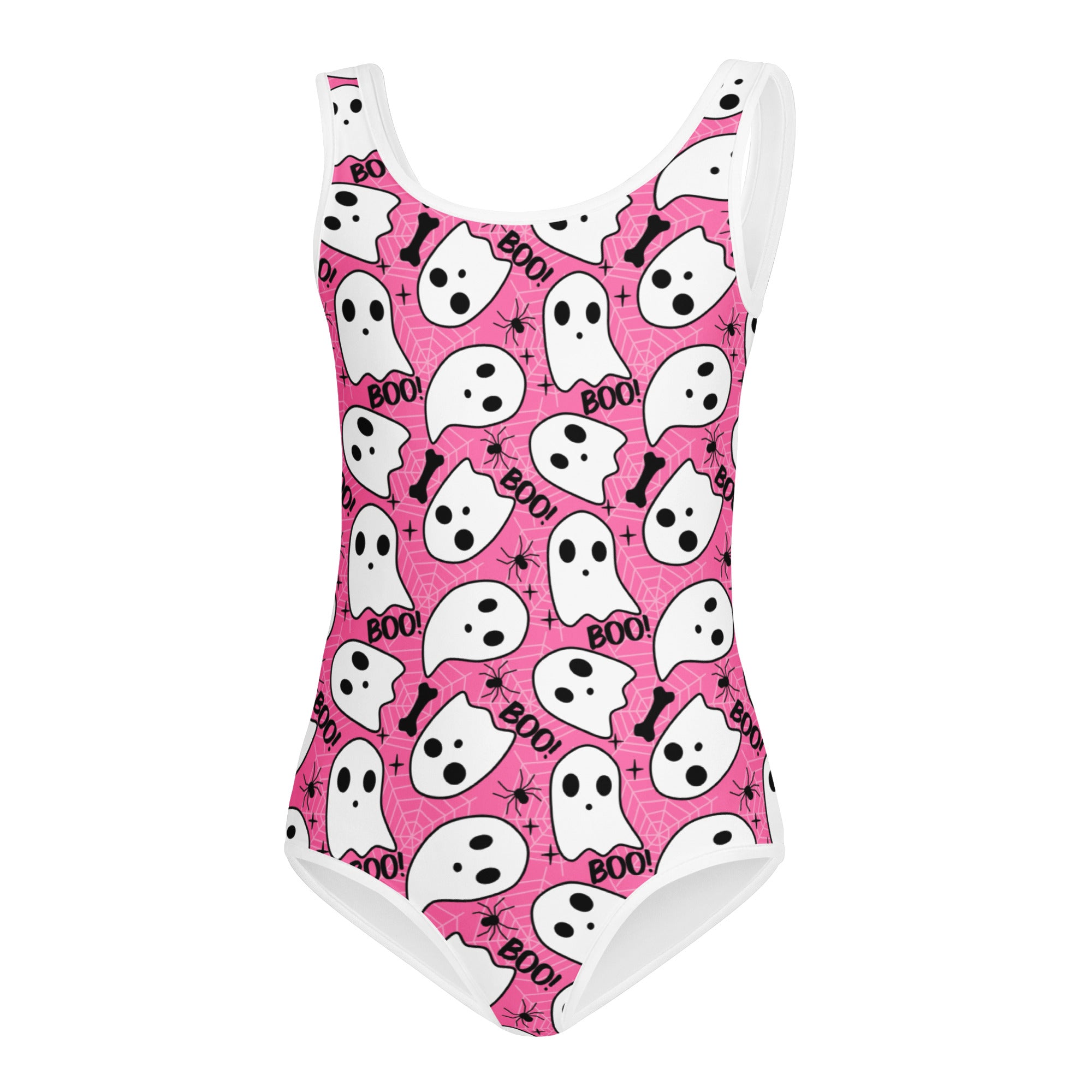 Girls Pink Ghost Halloween Leotard – Buttery-Soft, Quick-Dry 4-Way Stretch Comfort for Dance & Gymnastics