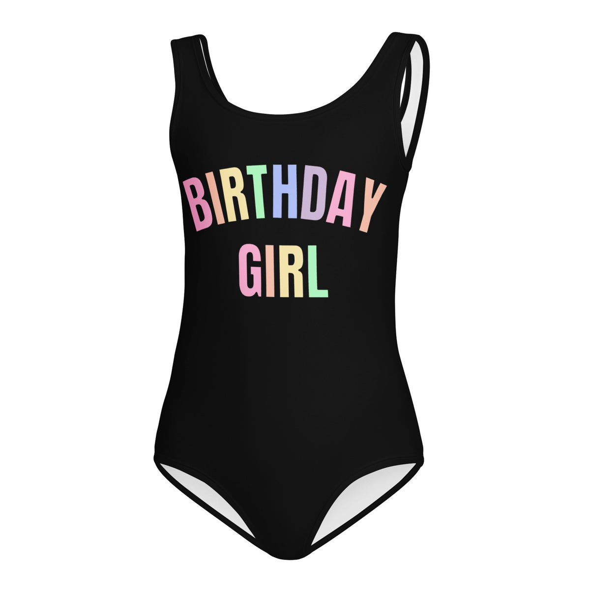 Birthday Girl Pastel Rainbow Font Leotard – Buttery Soft, Quick Dry 4-Way Stretch Comfort for Dance & Gymnastics