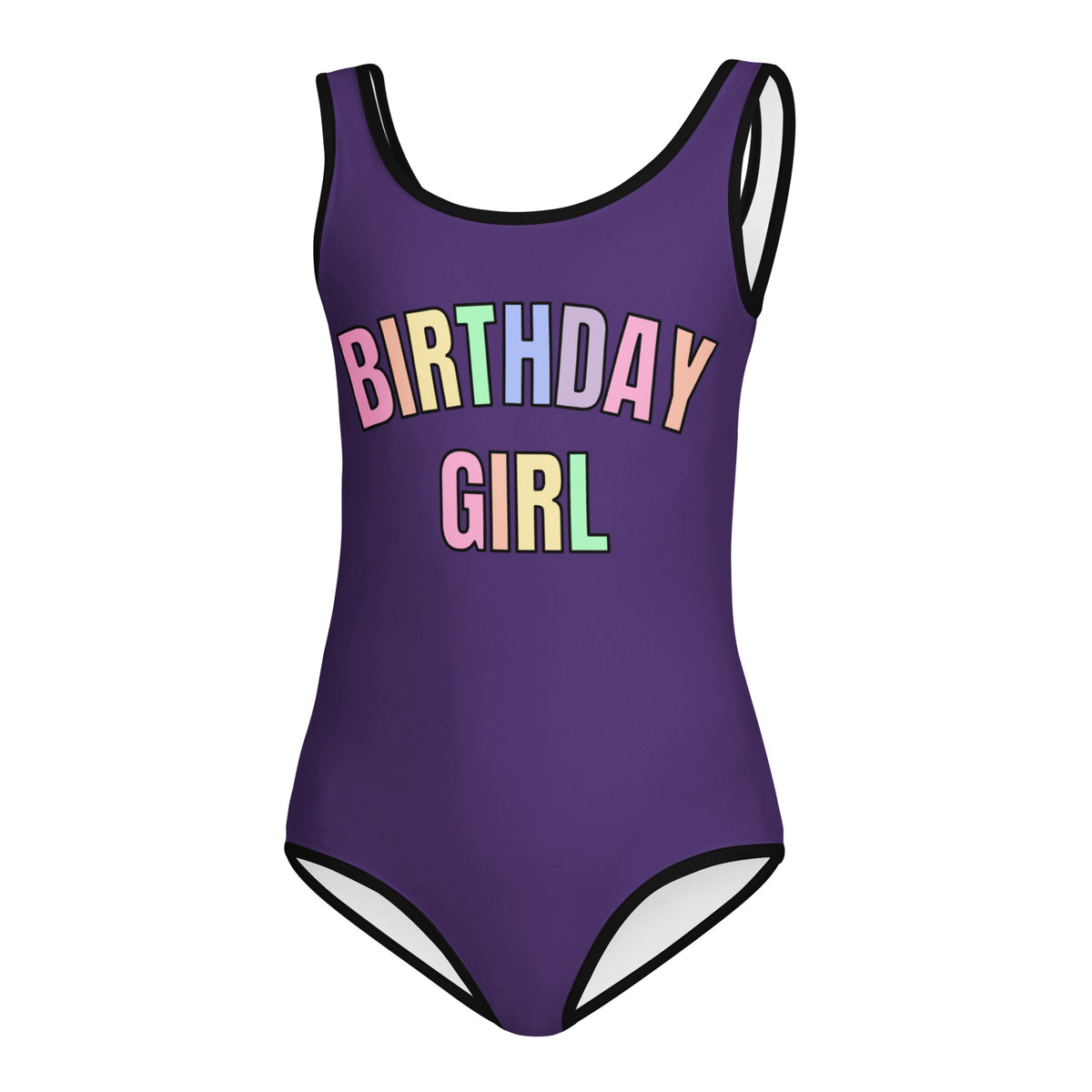 Birthday Girl Pastel Rainbow Font Leotard – Buttery Soft, Quick Dry 4-Way Stretch Comfort for Dance & Gymnastics