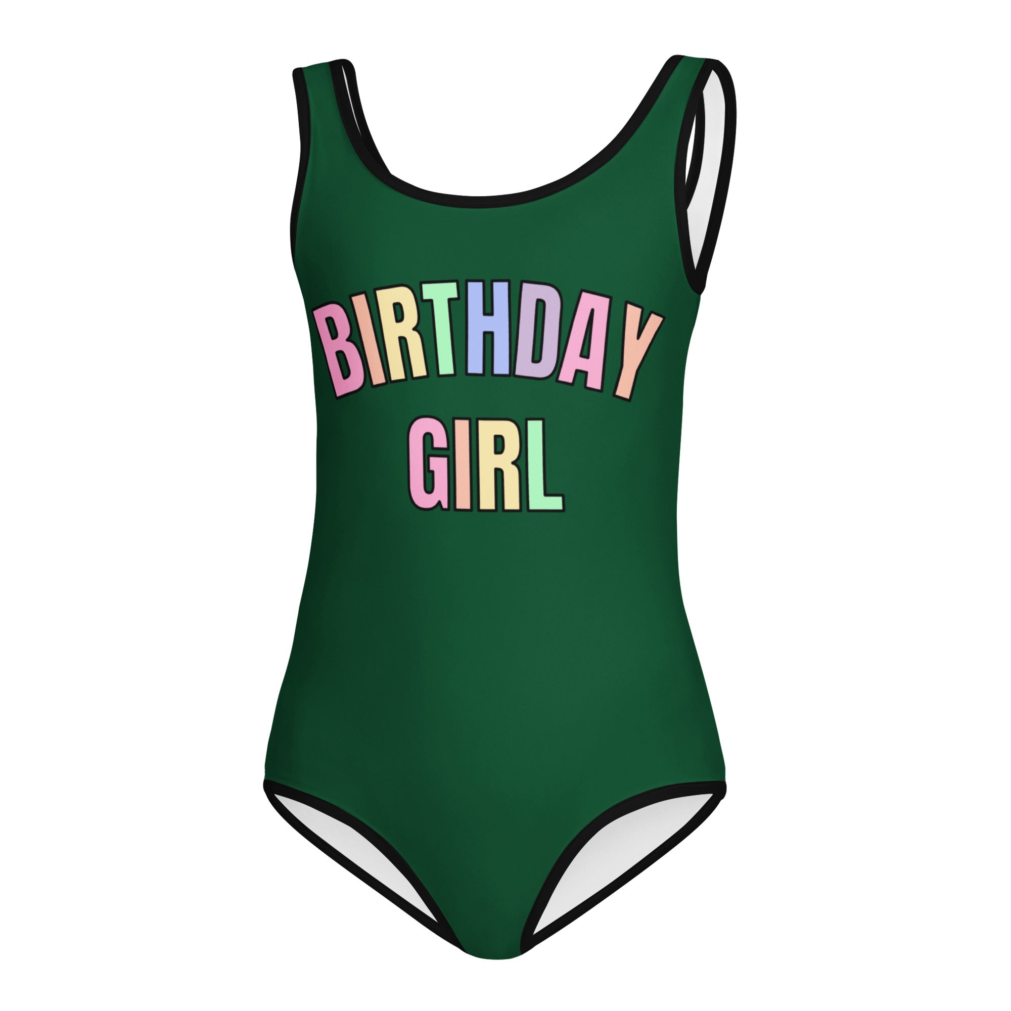 Birthday Girl Pastel Rainbow Font Leotard – Buttery Soft, Quick Dry 4-Way Stretch Comfort for Dance & Gymnastics