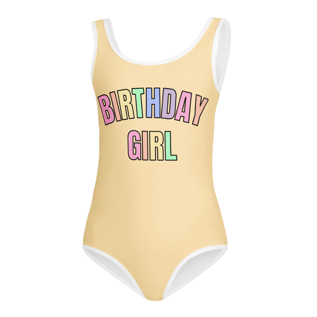 Birthday Girl Pastel Rainbow Font Leotard – Buttery Soft, Quick Dry 4-Way Stretch Comfort for Dance & Gymnastics