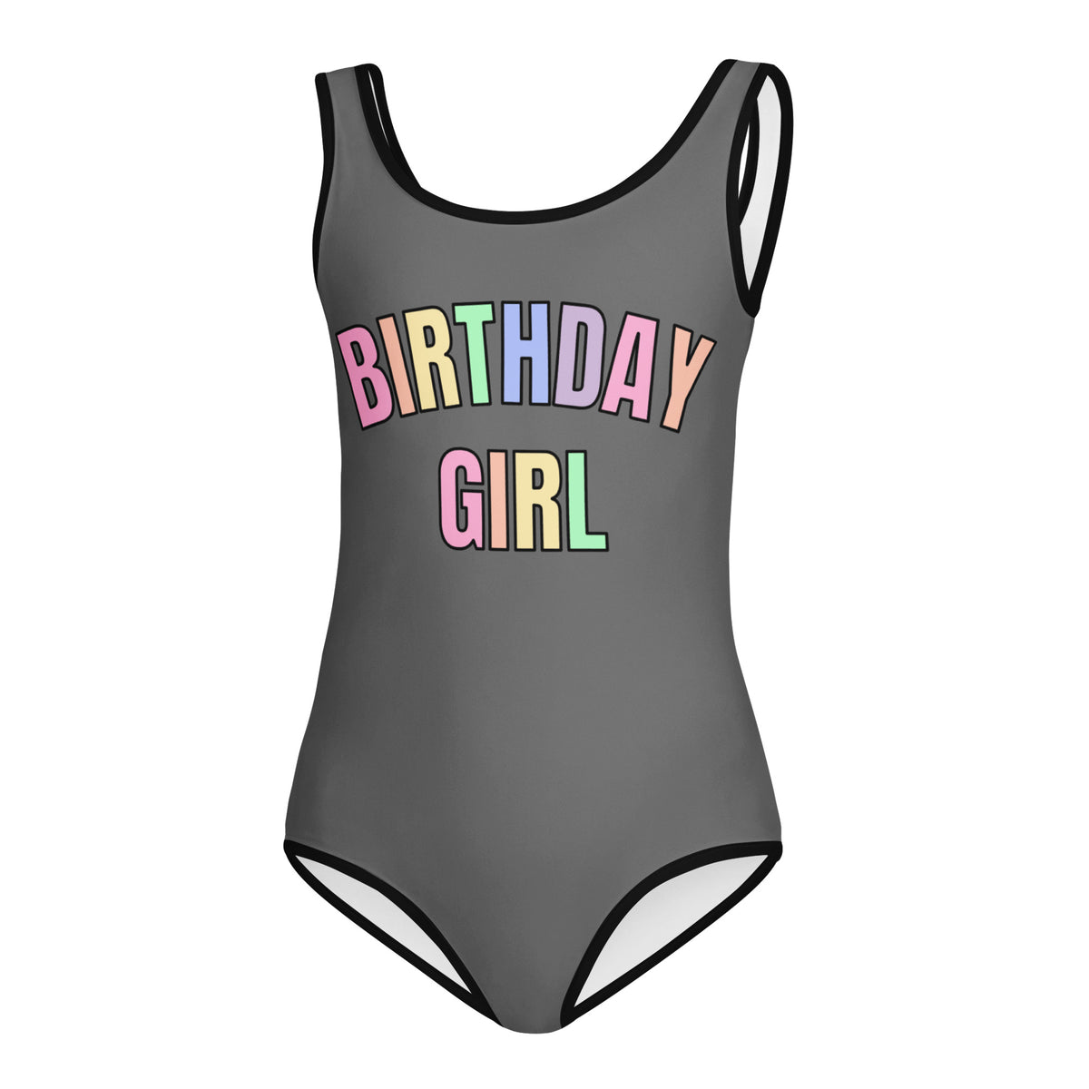Birthday Girl Pastel Rainbow Font Leotard – Buttery Soft, Quick Dry 4-Way Stretch Comfort for Dance & Gymnastics